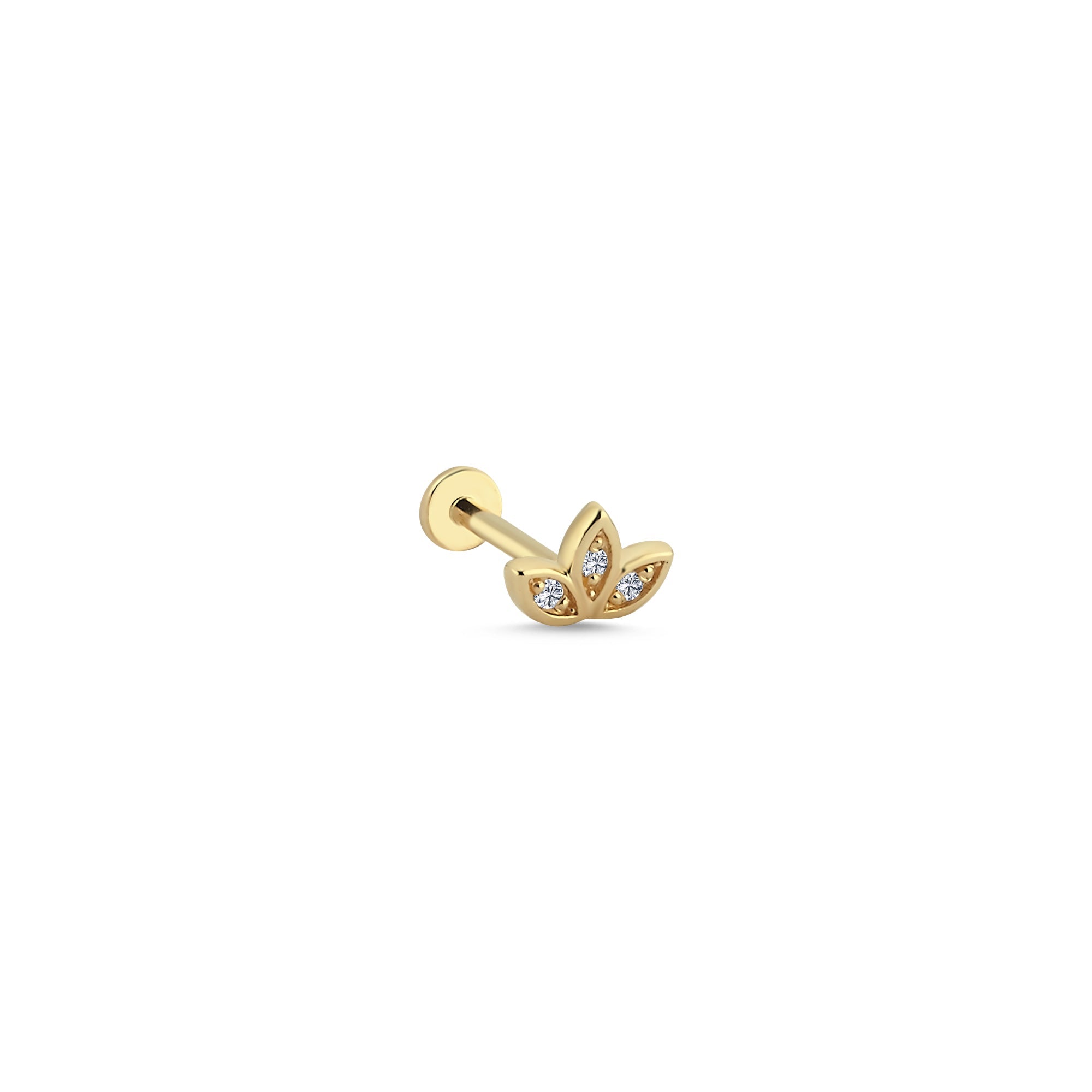 Diamond Lotus Tragus Earring