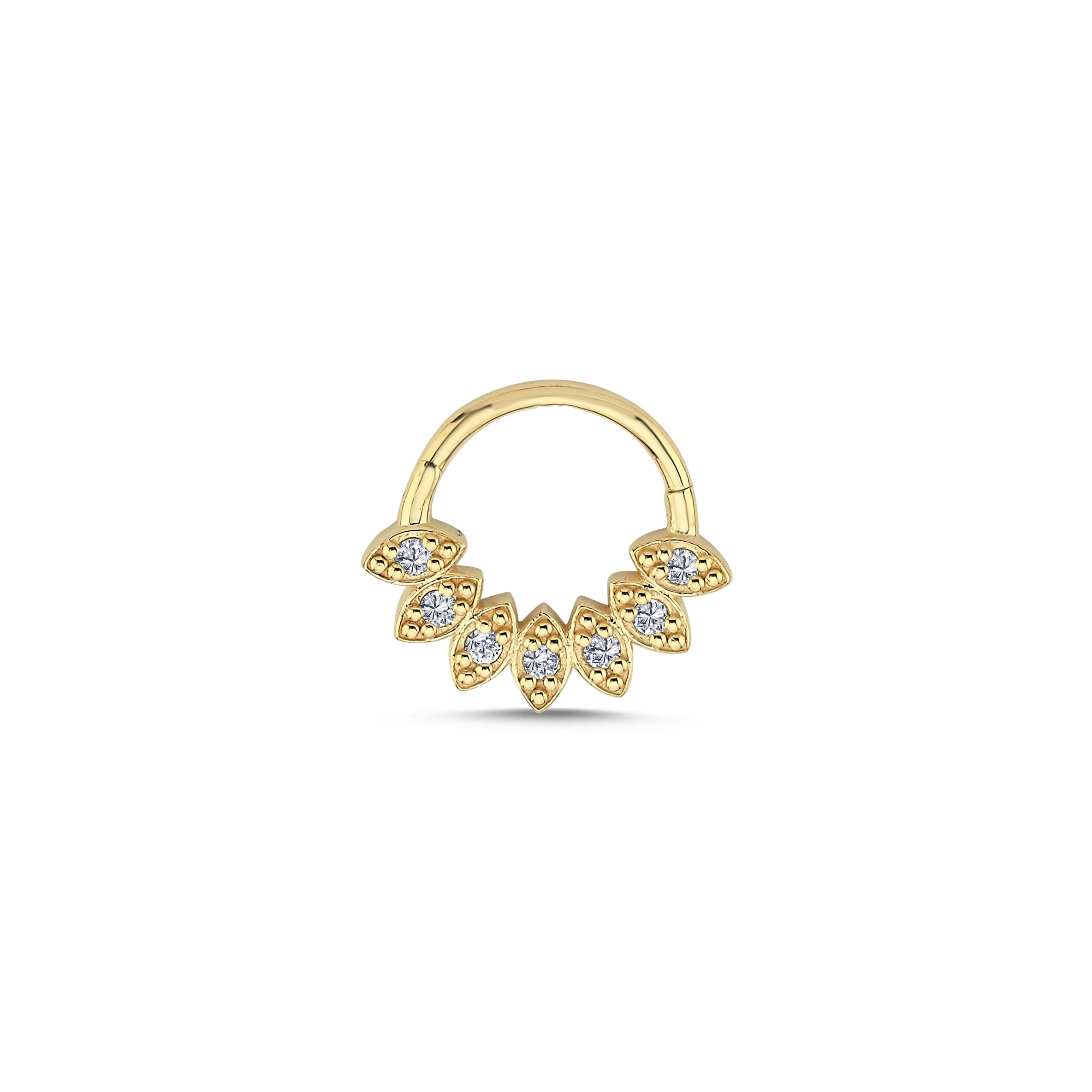 Diamond Marquise Shaped Helix Earring in 14k