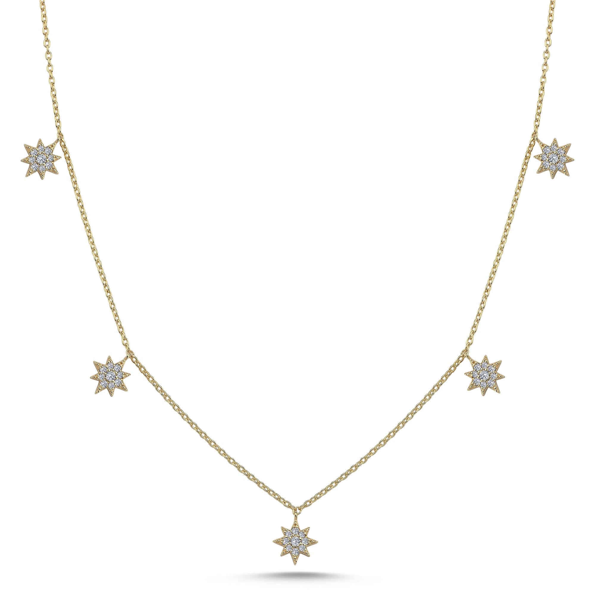Diamond Necklace with Small Northstar Charm
