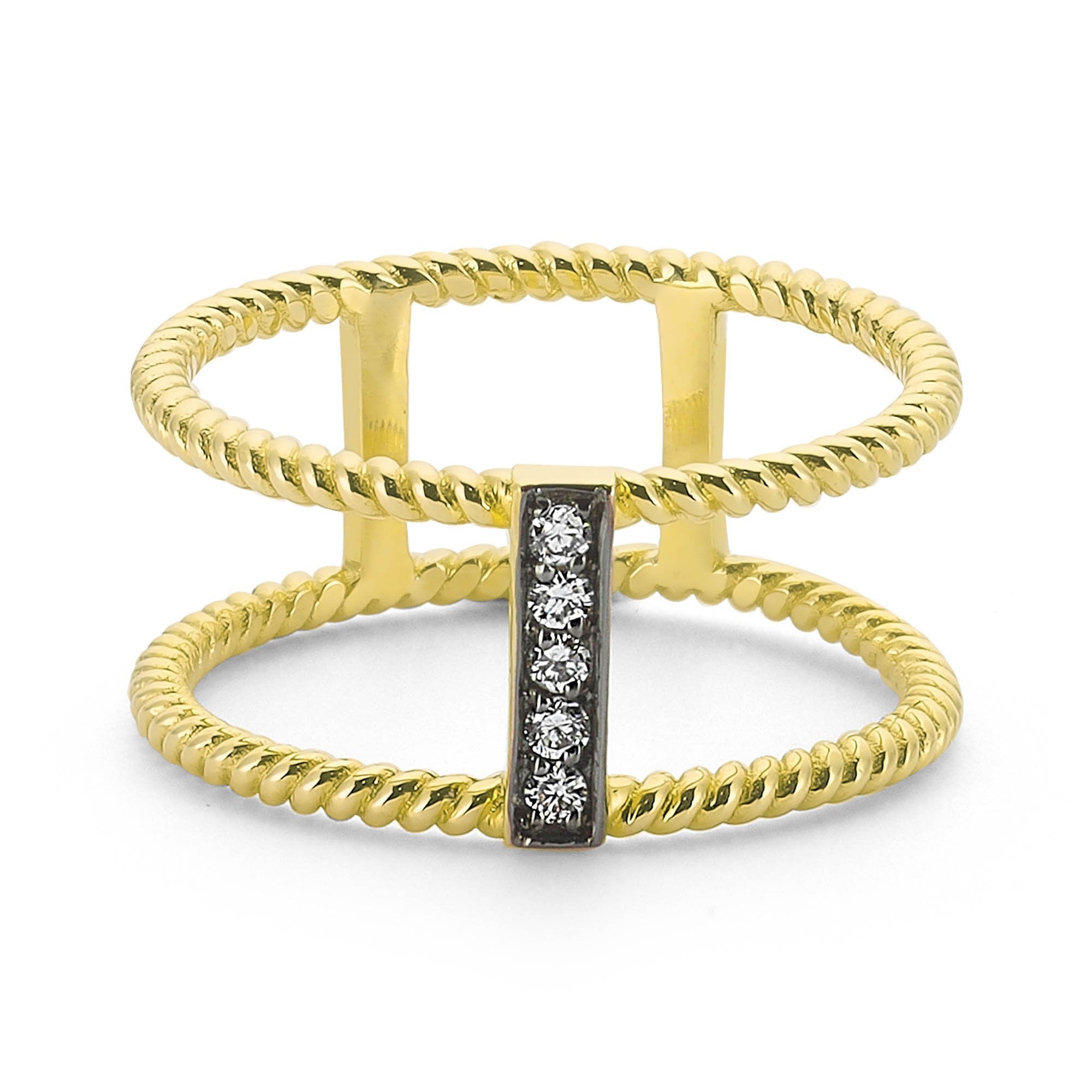 Diamond Open Statement Ring with Black Rhodium
