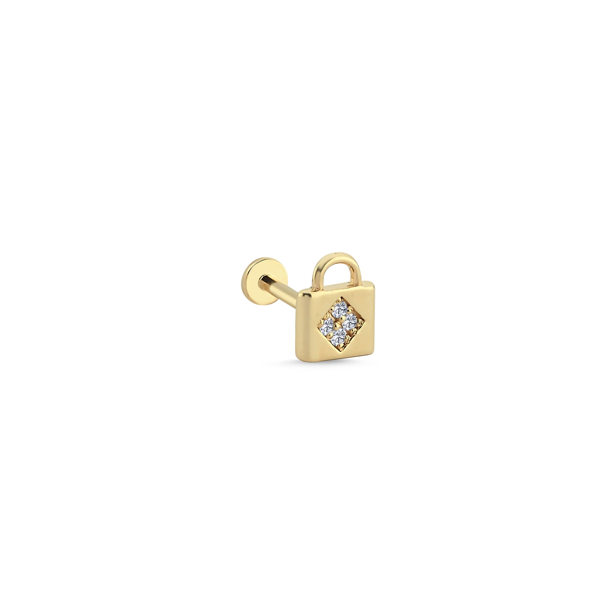 Diamond Padlock Tragus Earring
