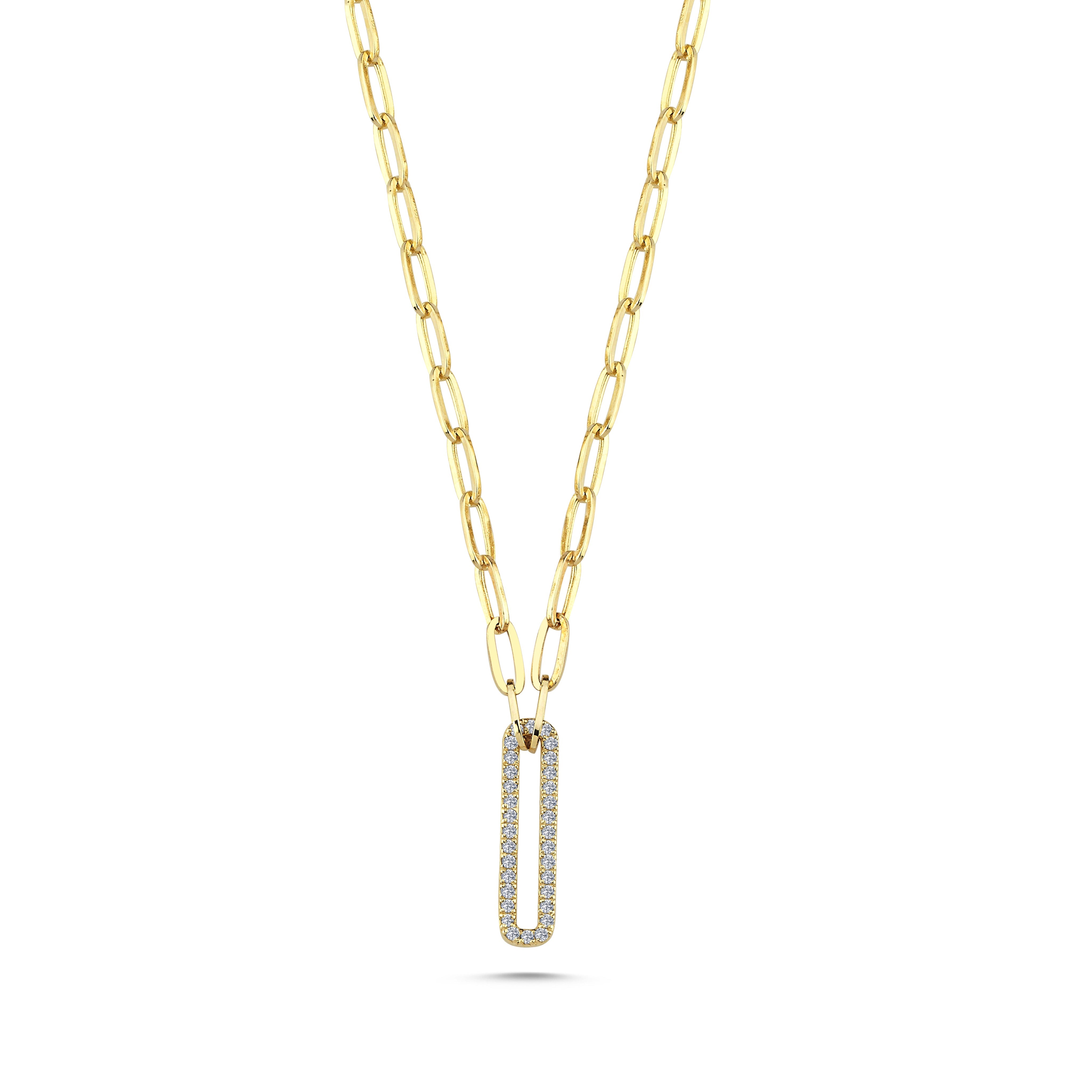 Diamond Paperclip Necklace in 14k Gold