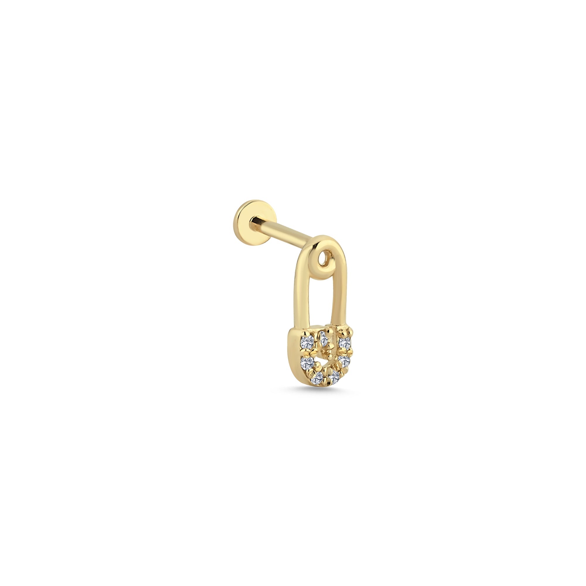 Diamond Safety Pin Tragus Earring