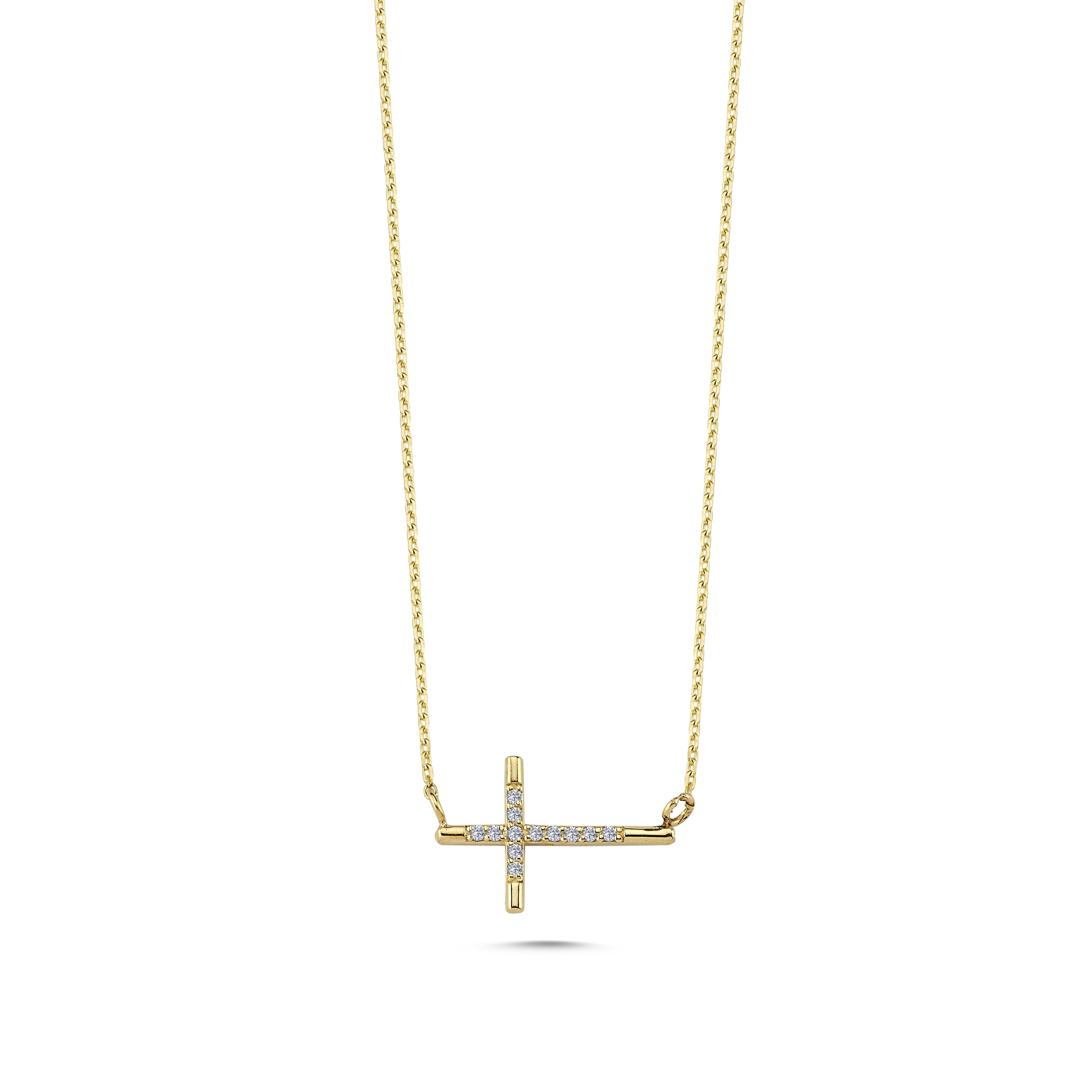 Diamond Sideways Cross Necklace