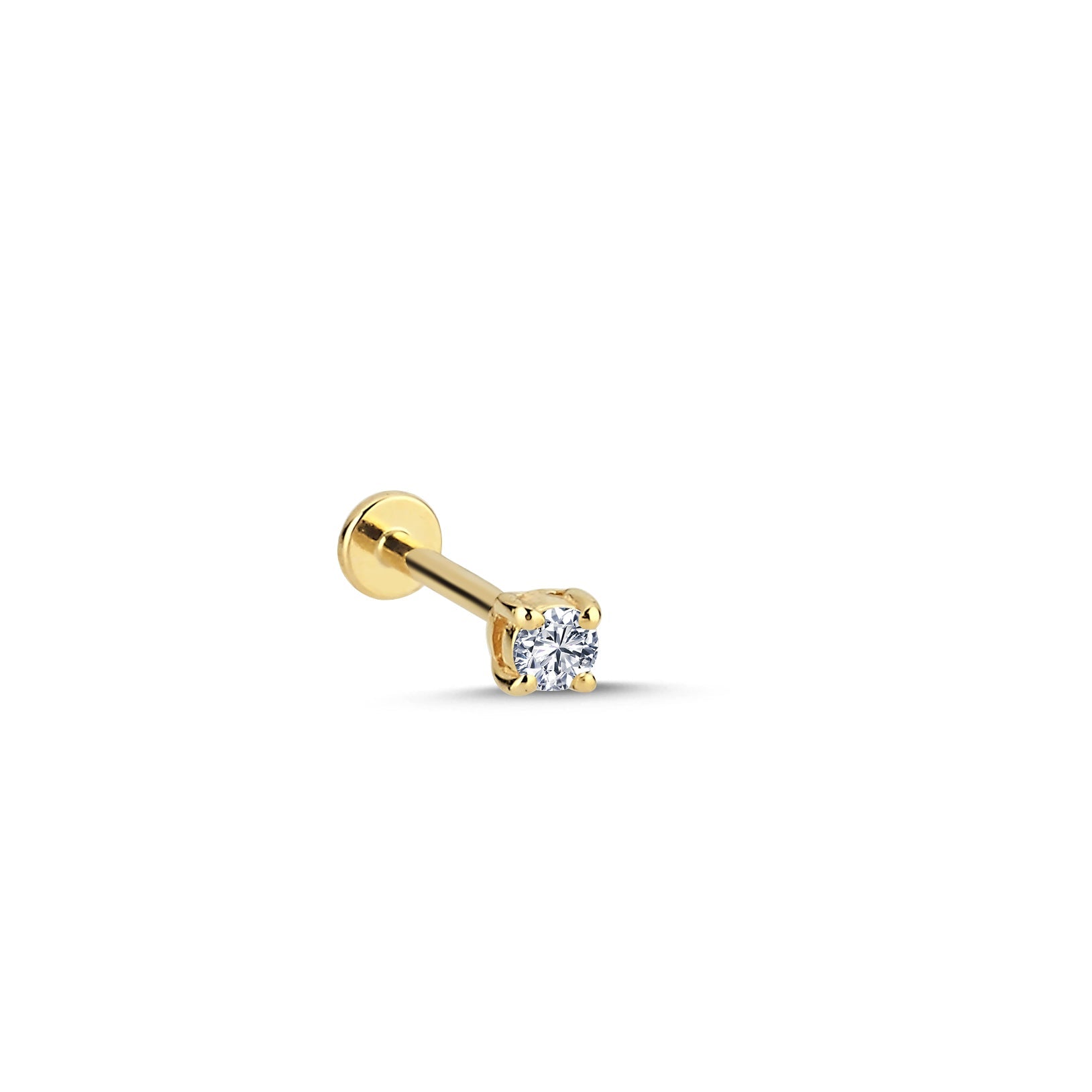Diamond Solitaire Tragus Earring in 14k Gold