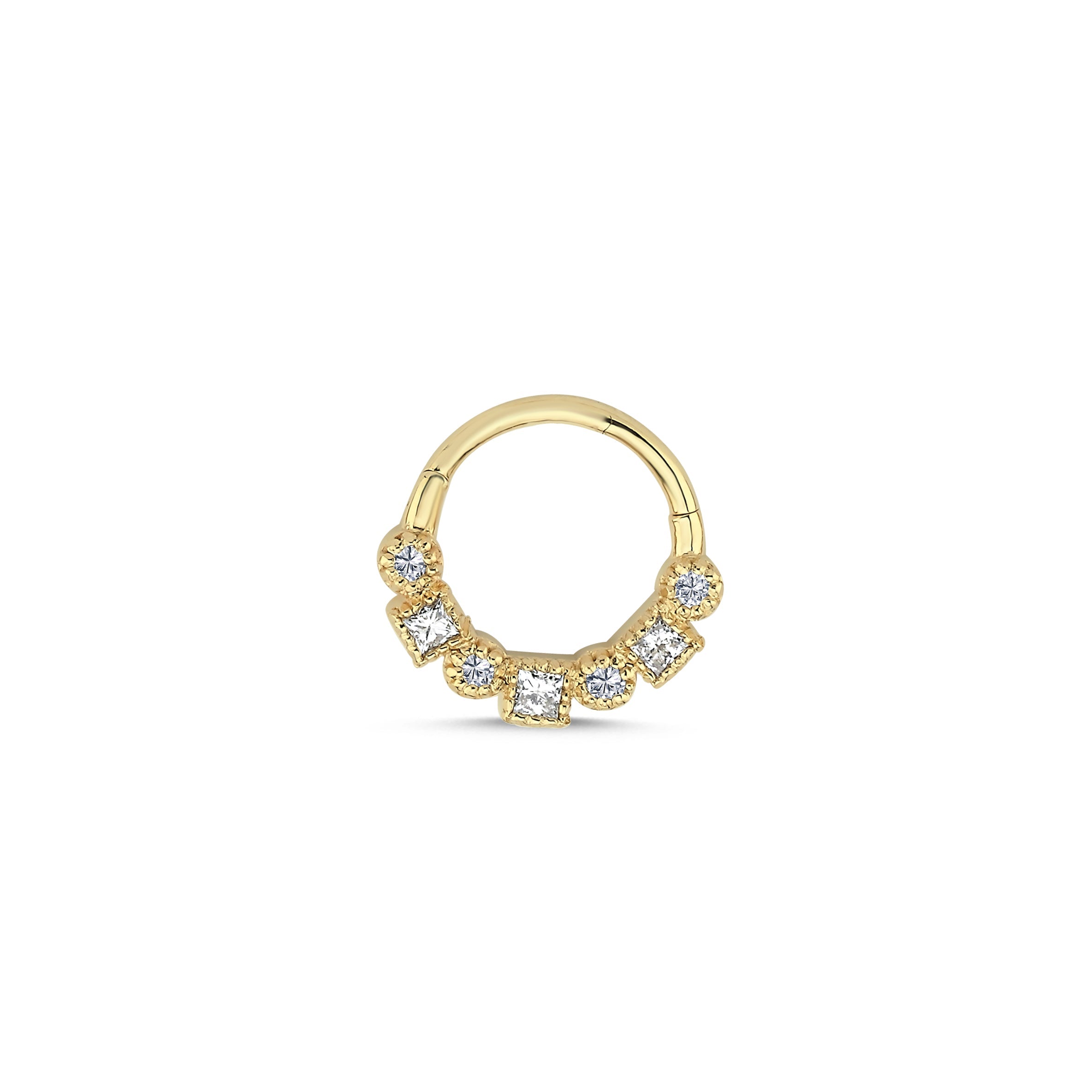 Diamond Square and Round Helix Earring