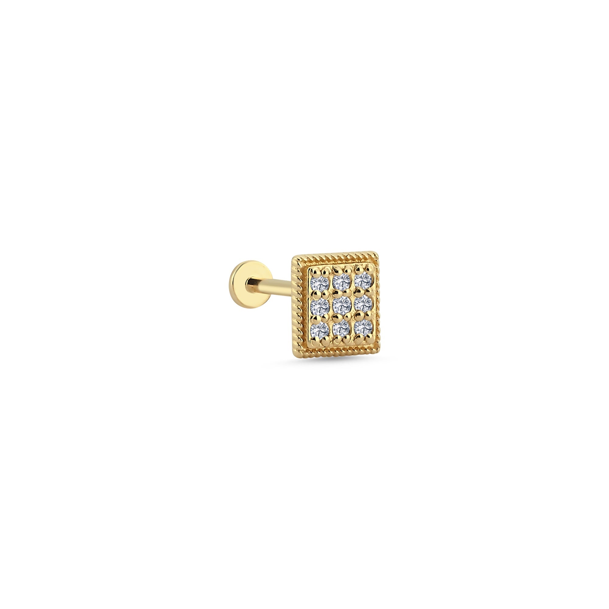 Diamond Square Tragus Earring in 14k