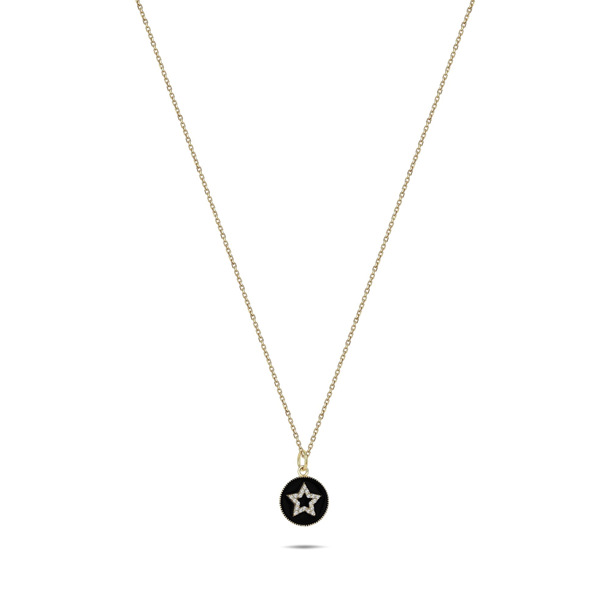 Diamond Star Necklace with Onyx