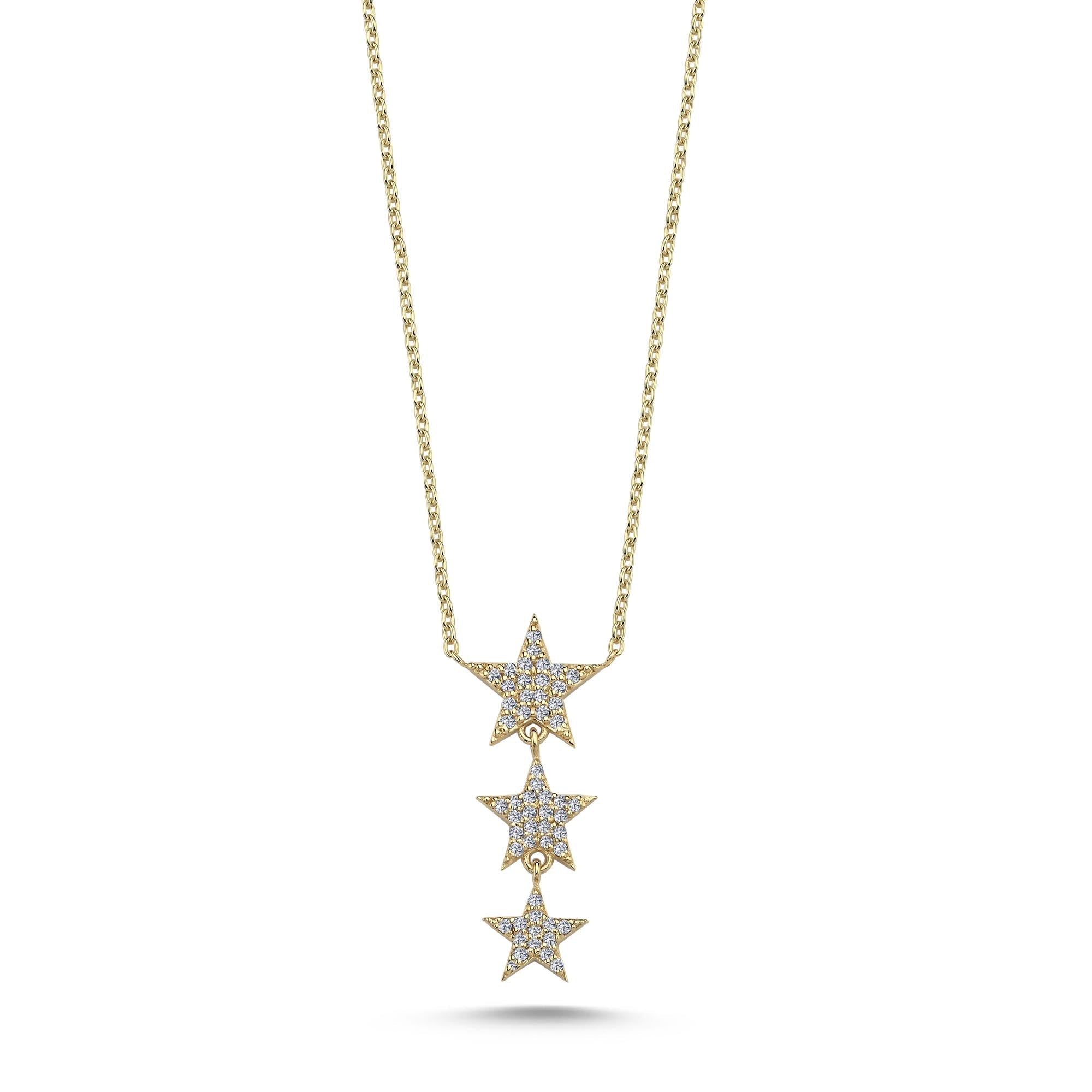 Diamond Star Necklace with Vertical Charms