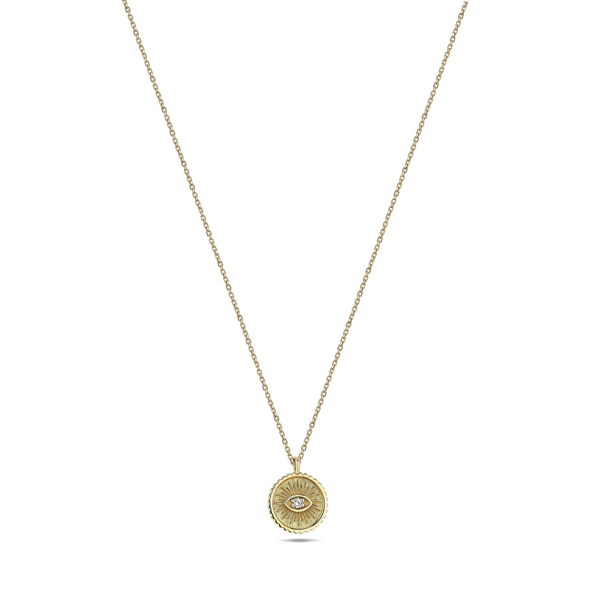Diamond Sunbeam Neklace with Evil Eye