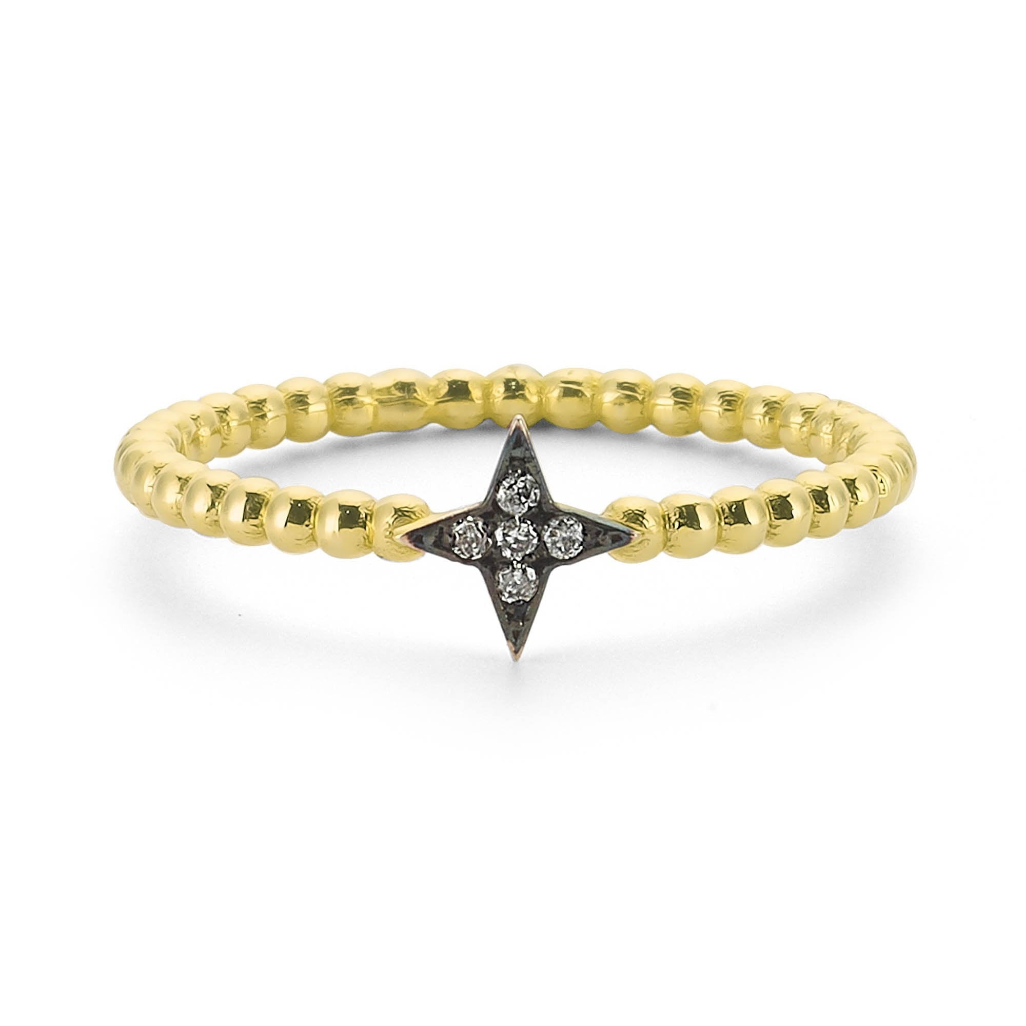 Diamond Sunburst Stacking Ring with Black Rhodium