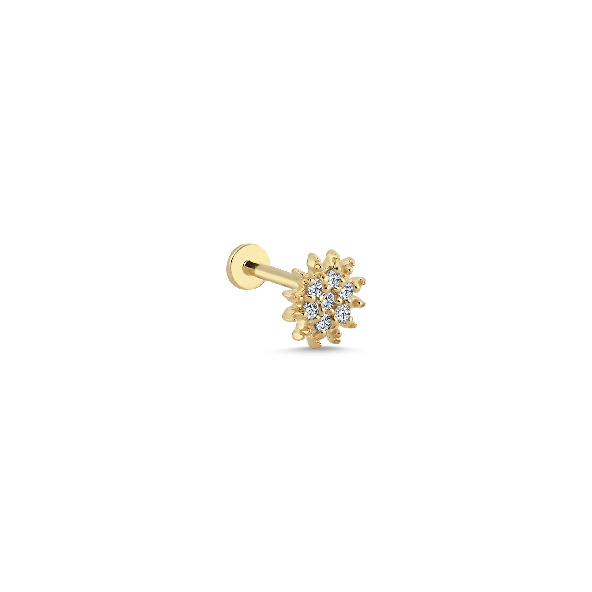Diamond Sun Tragus Earring in 14k