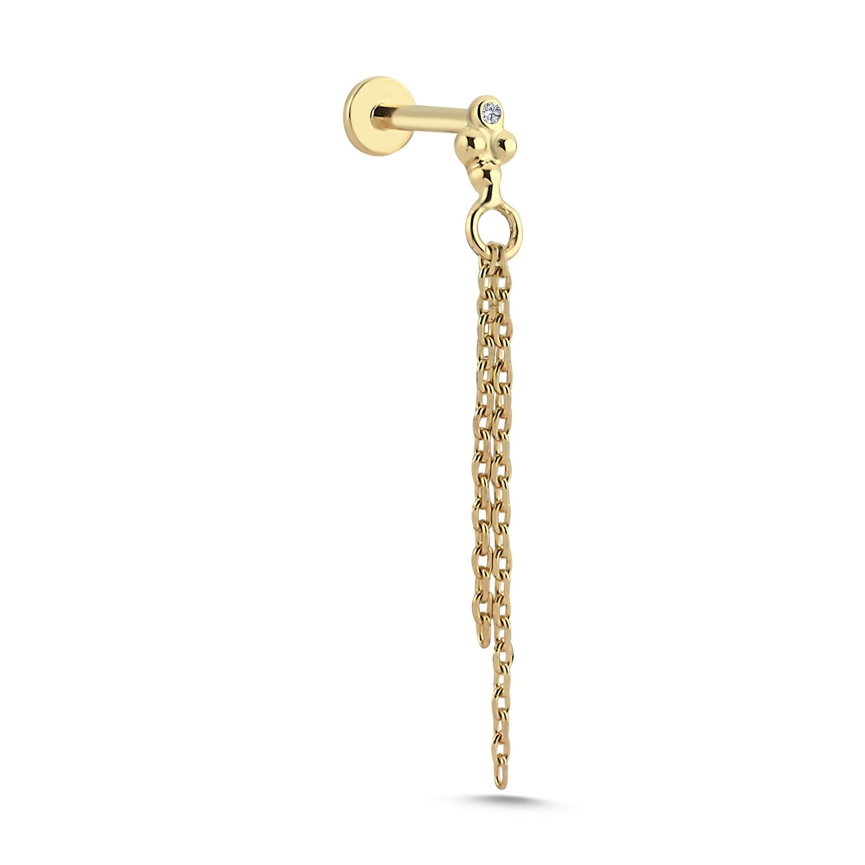 Diamond Tragus Earring with Long Chain