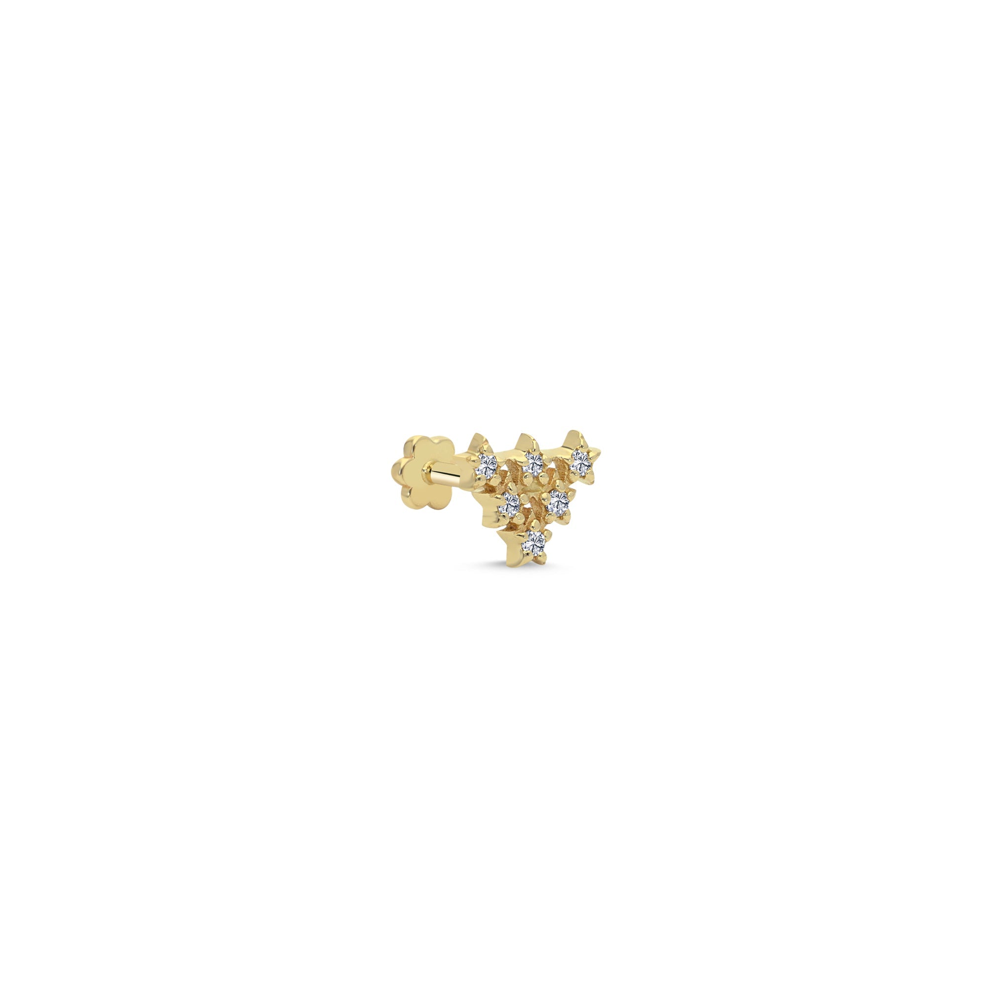 Diamond Triangle Tragus Earring in 14k Gold