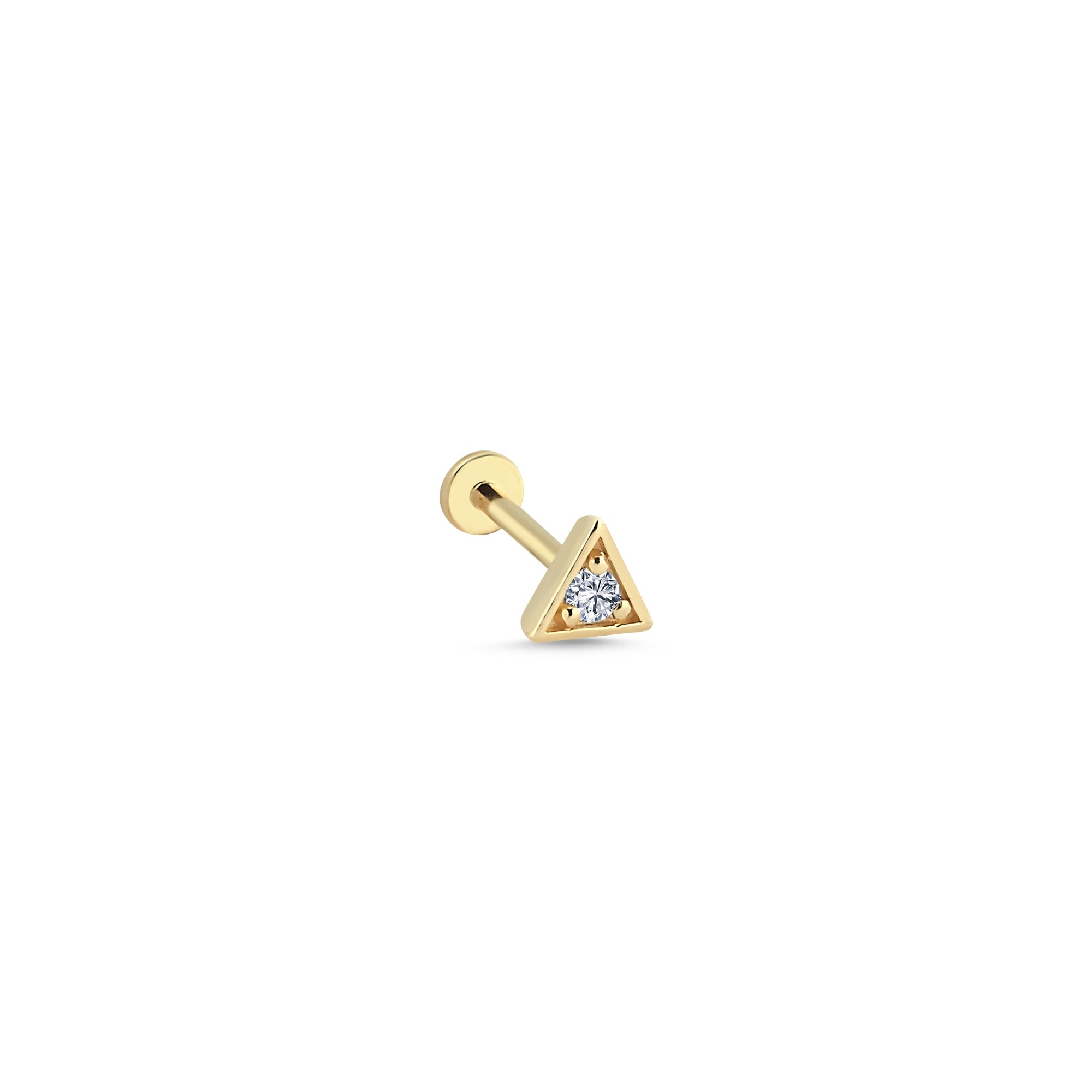Diamond Triangle Tragus Earring in Real Gold