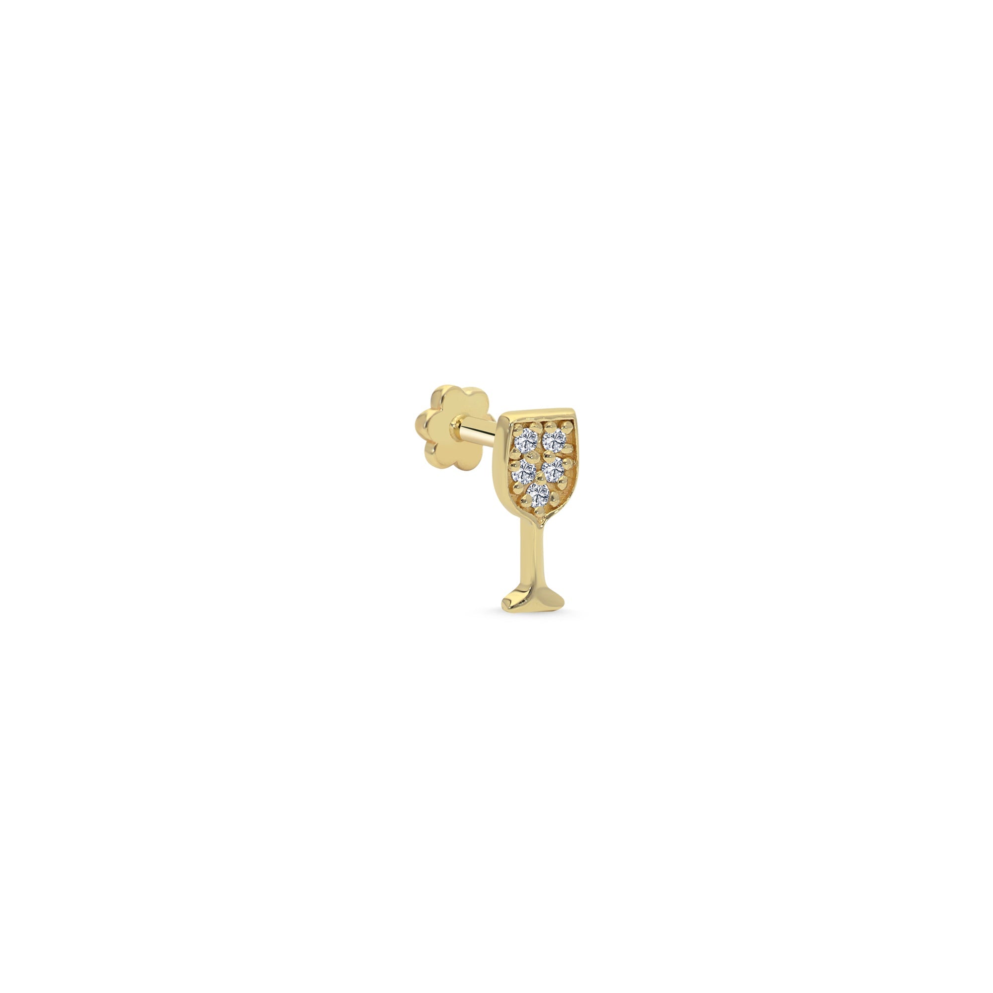 Diamond Wine Glass Tragus Earring