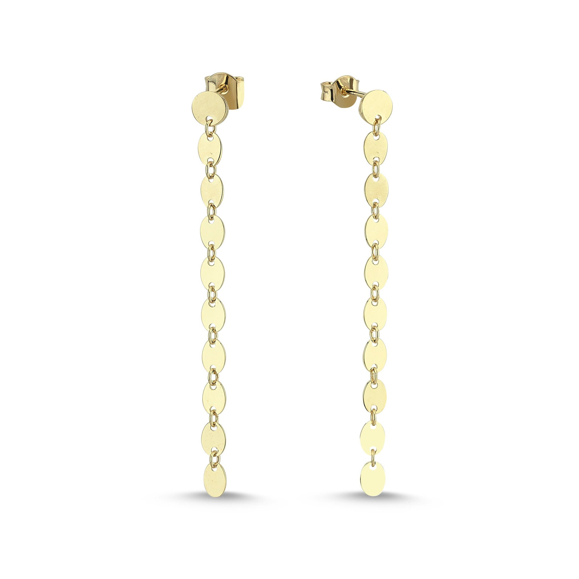 Extra Long Drop Earrings in Solid 14kt Gold