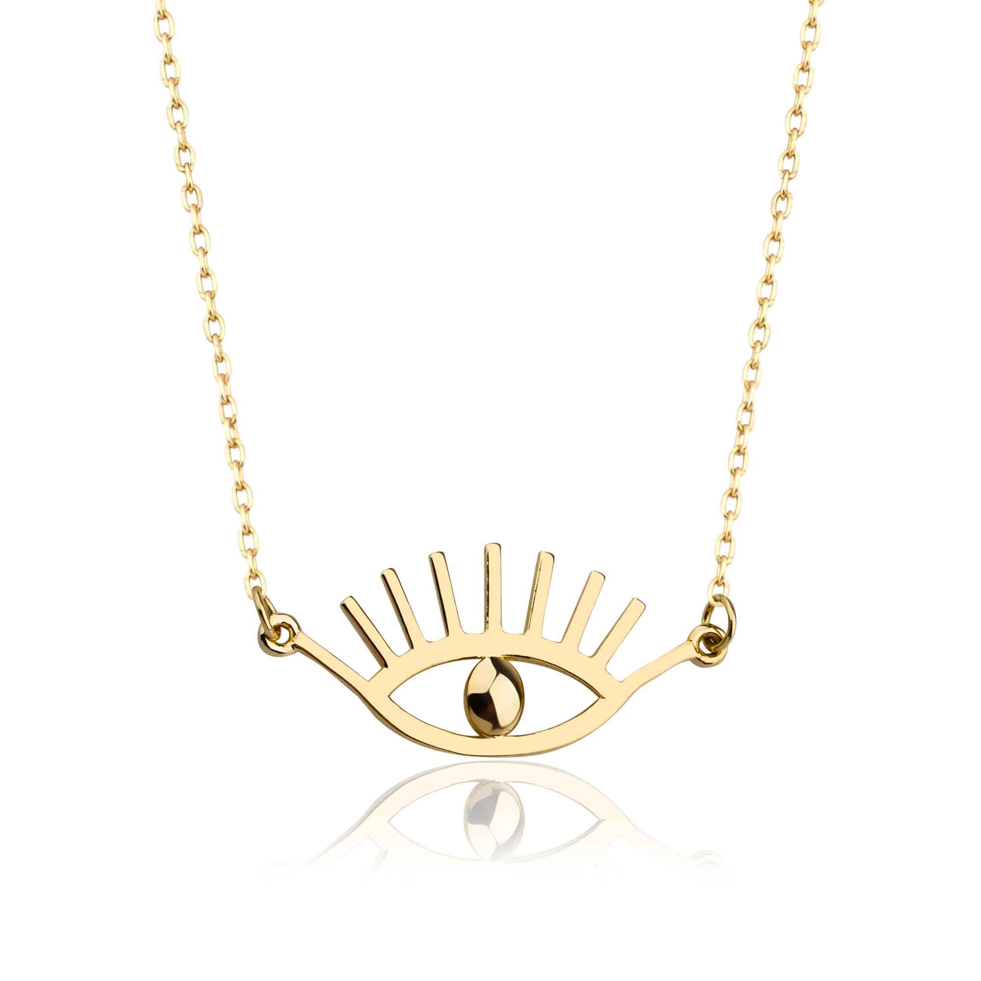 Eye of Horus Protection Charm Necklace in 14k