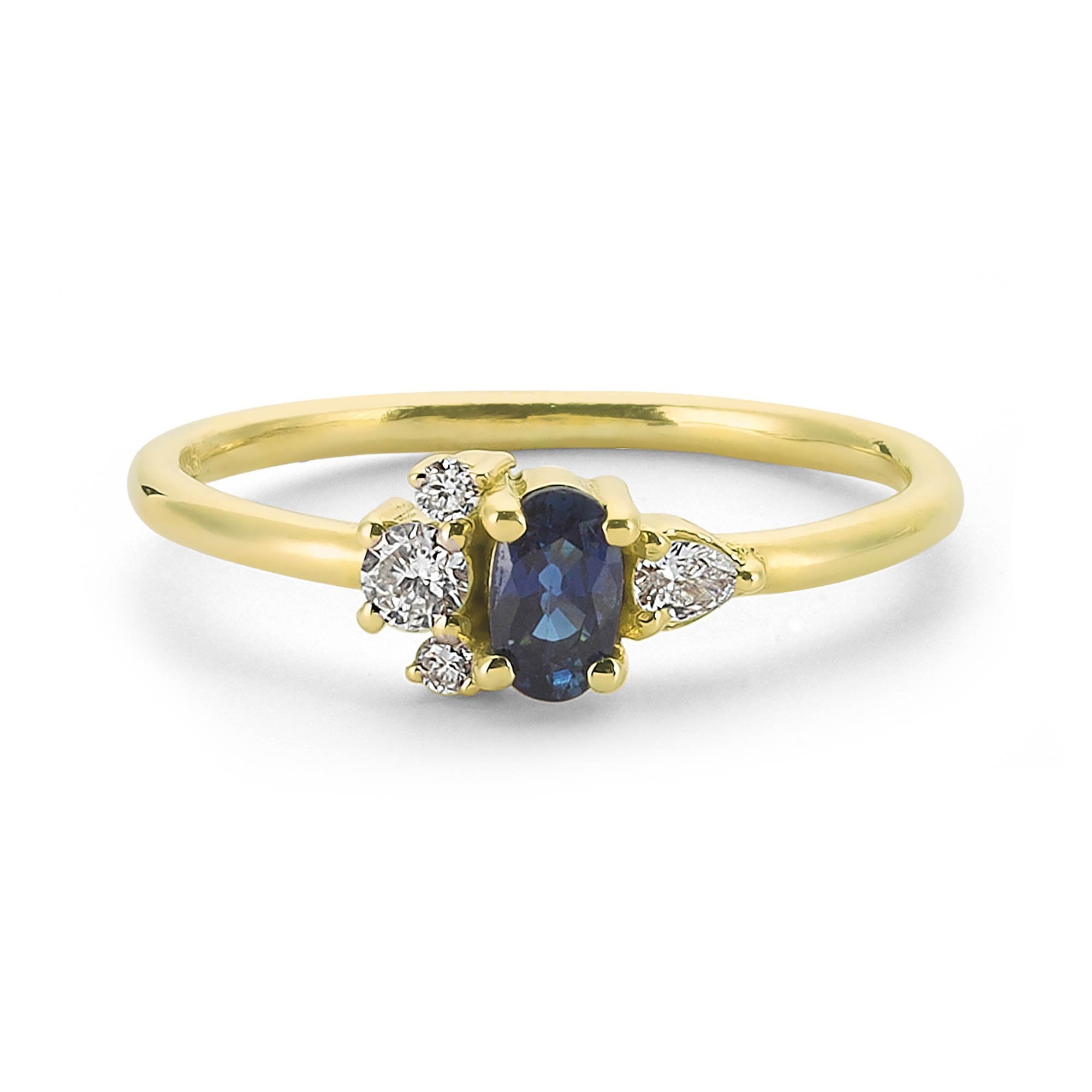 Genuine Oval Sapphire and Diamond Ring in 14k