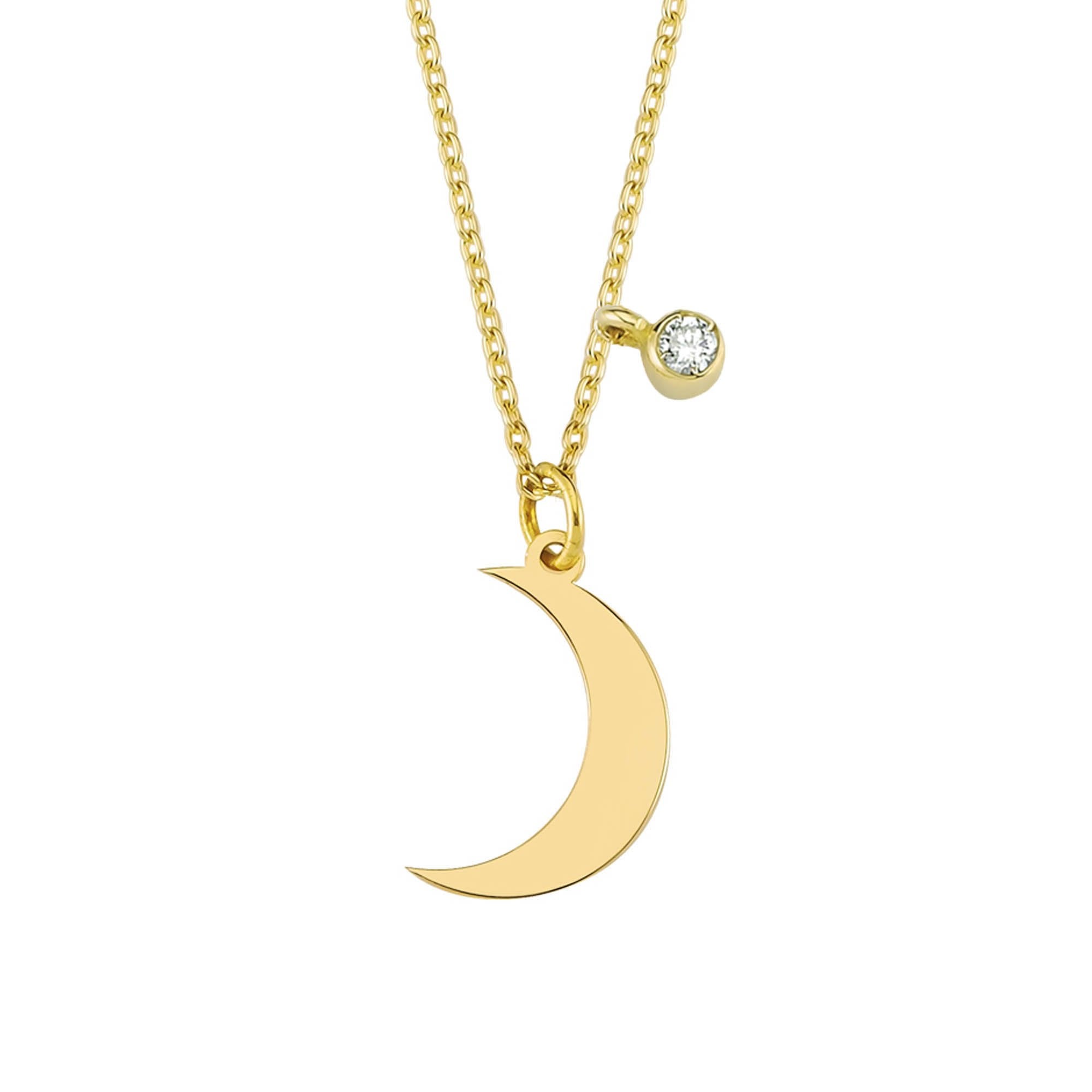 Gold Celestial Charm Necklace with Diamond