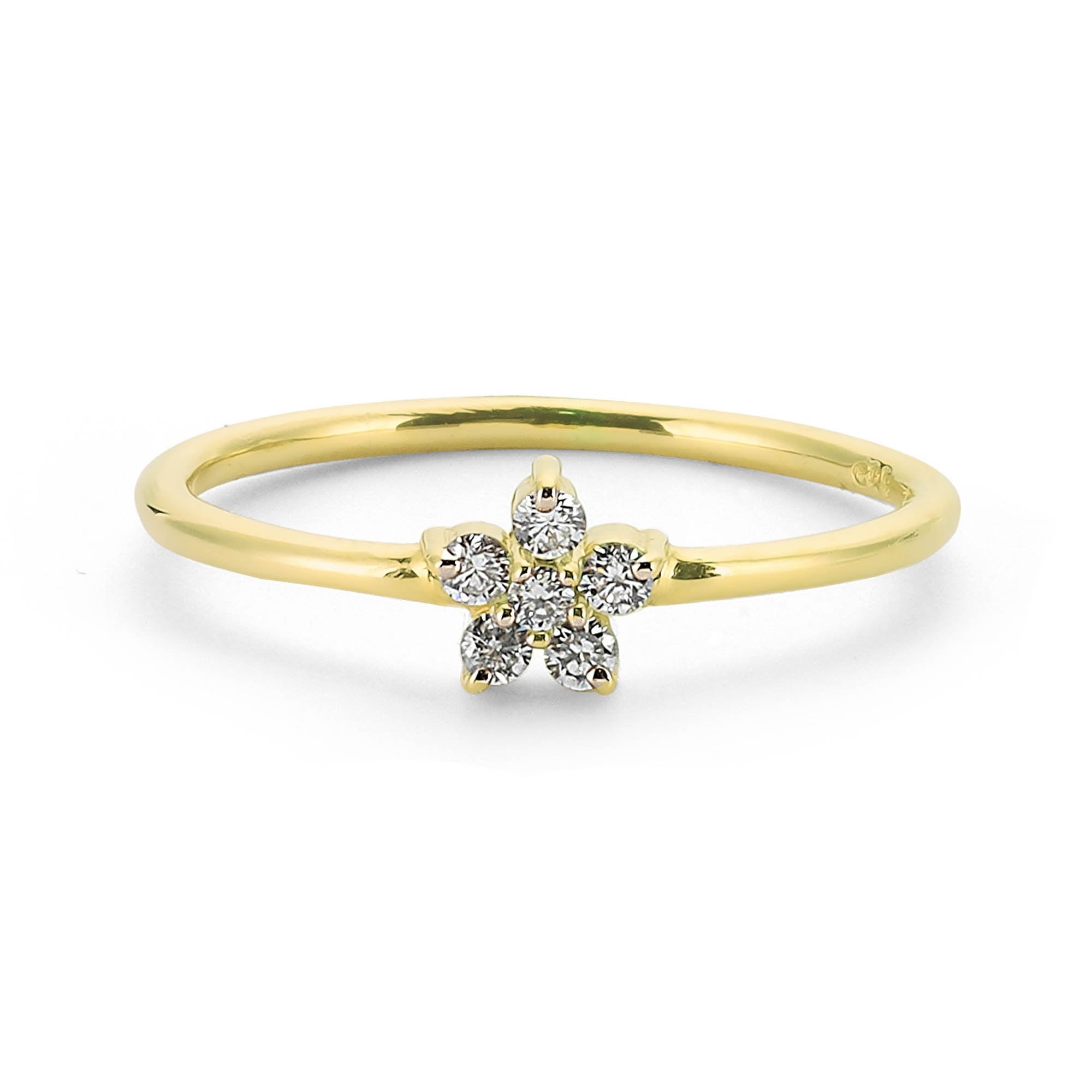 Gold Shamrock Ring with Cluster Diamond
