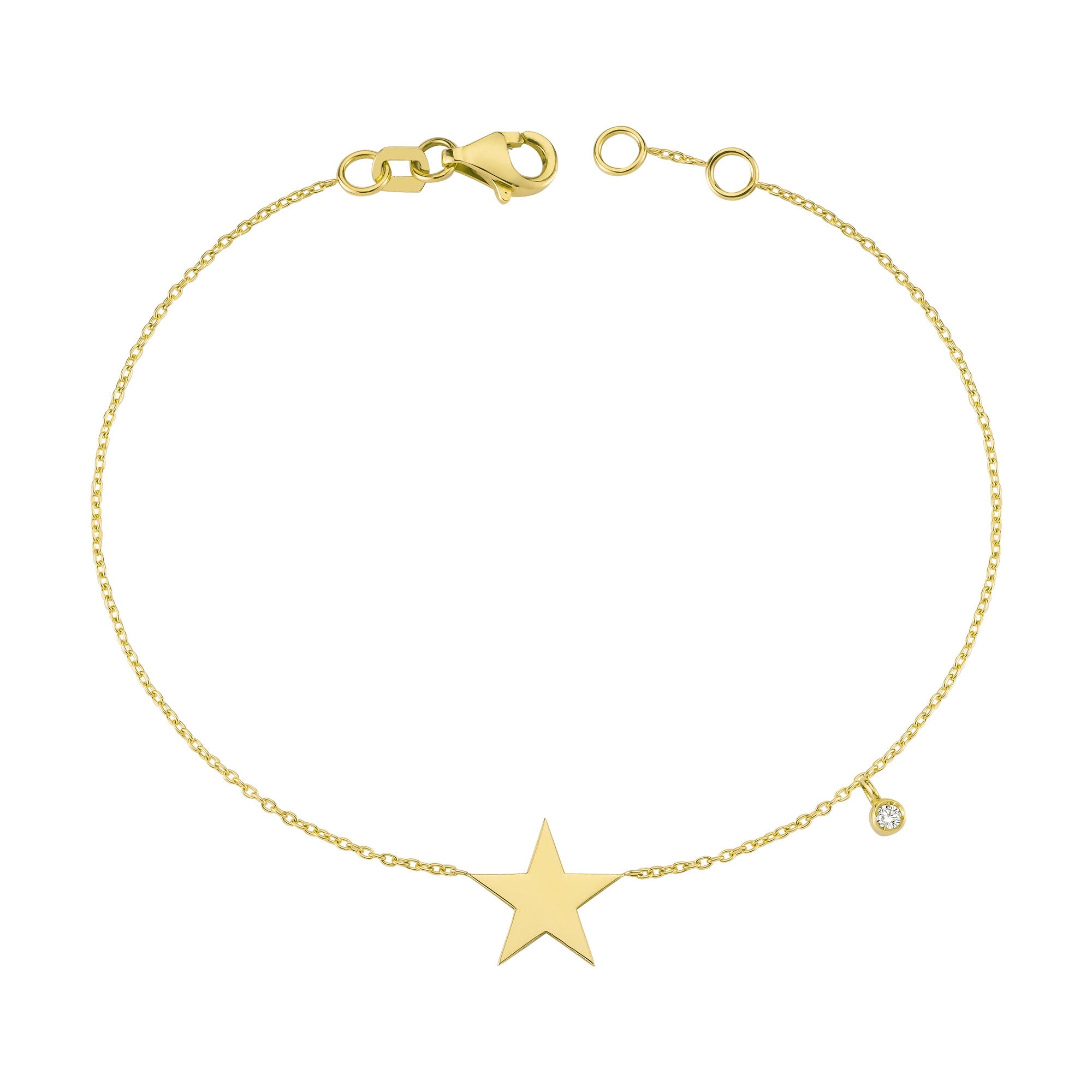 Gold Star Charm Bracelet with Brilliant Diamond