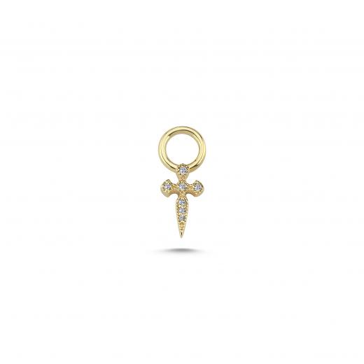 Gothic Cross Charm with Diamond