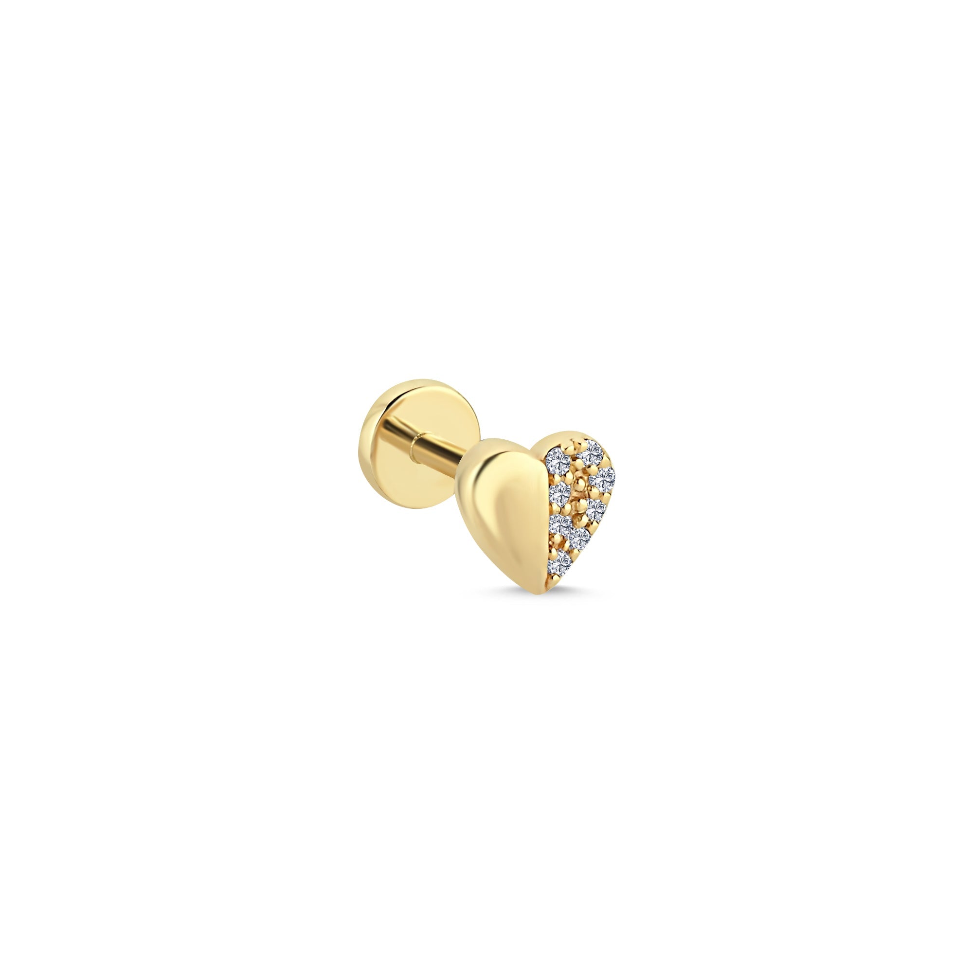 Half Diamond Heart Tragus Earring
