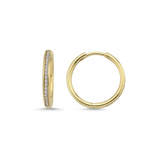 Hoop Earrings in 14k Gold with Diamond