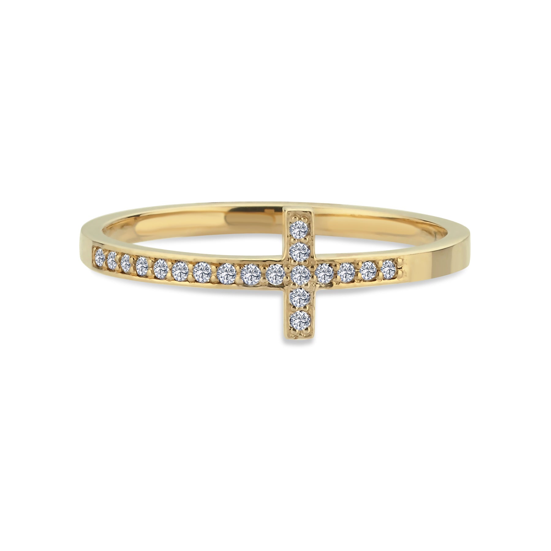 Horizontal Cross Ring with Diamond