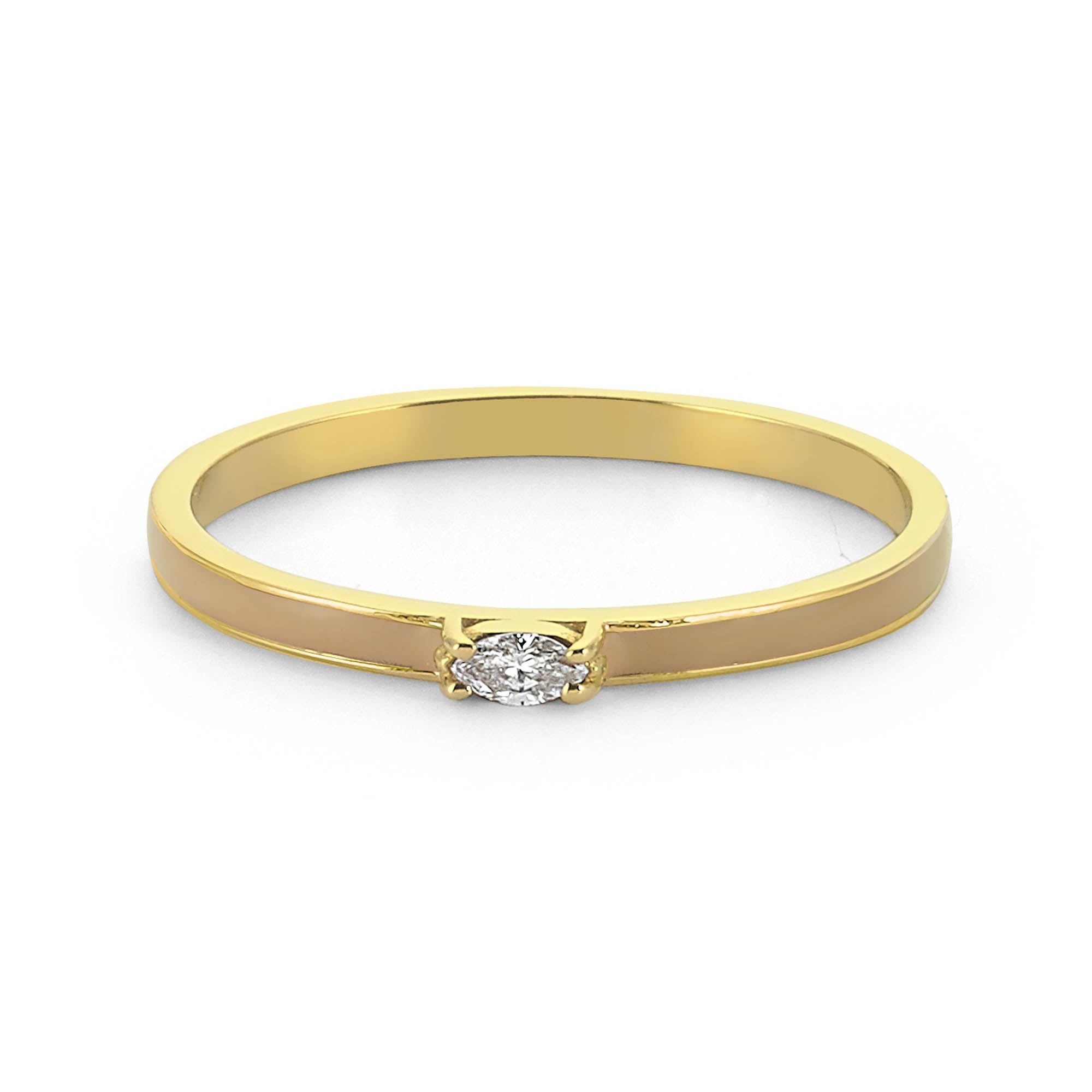 Marquise Cut Beige Color Enamel Band Ring