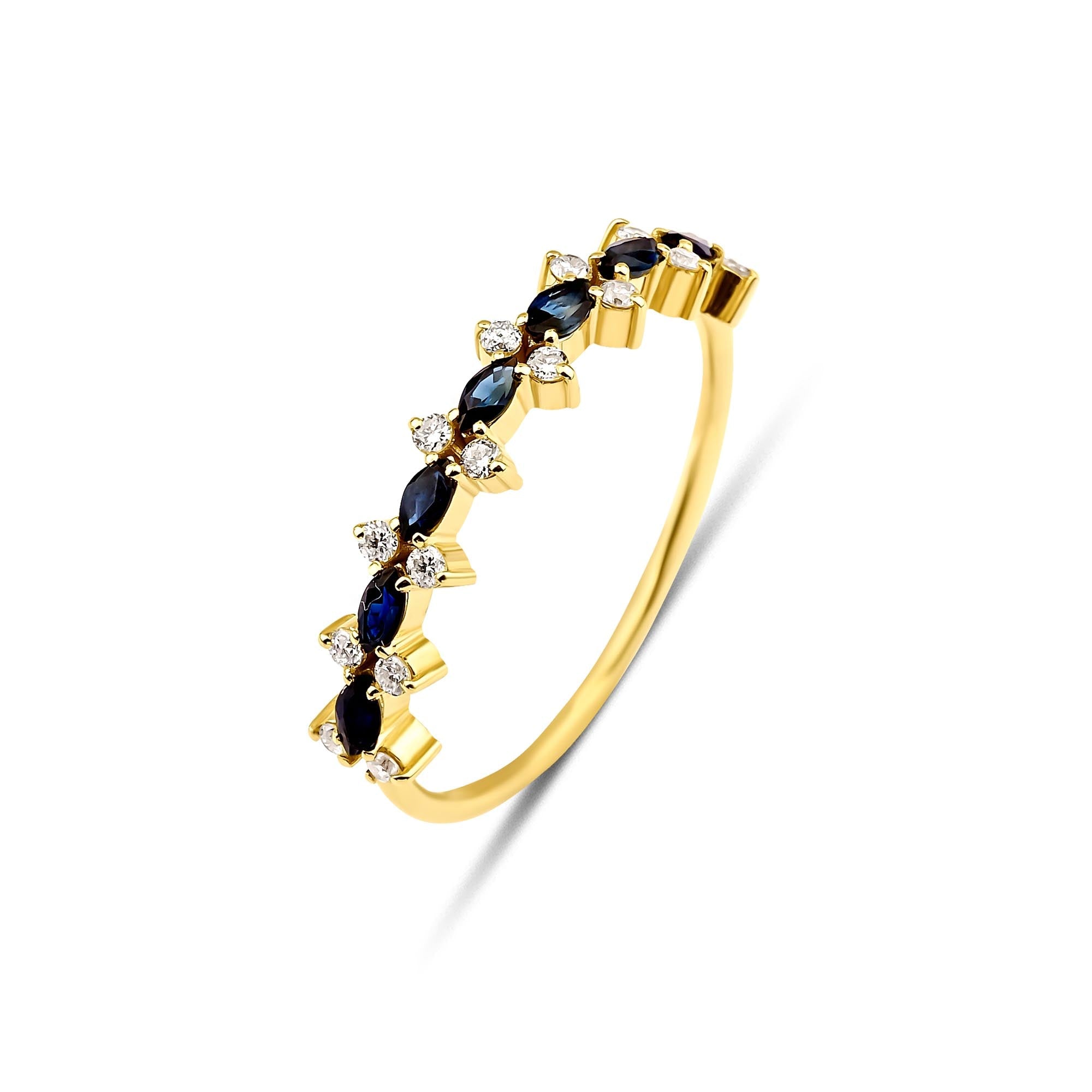 Marquise Sapphire and Diamond Ring