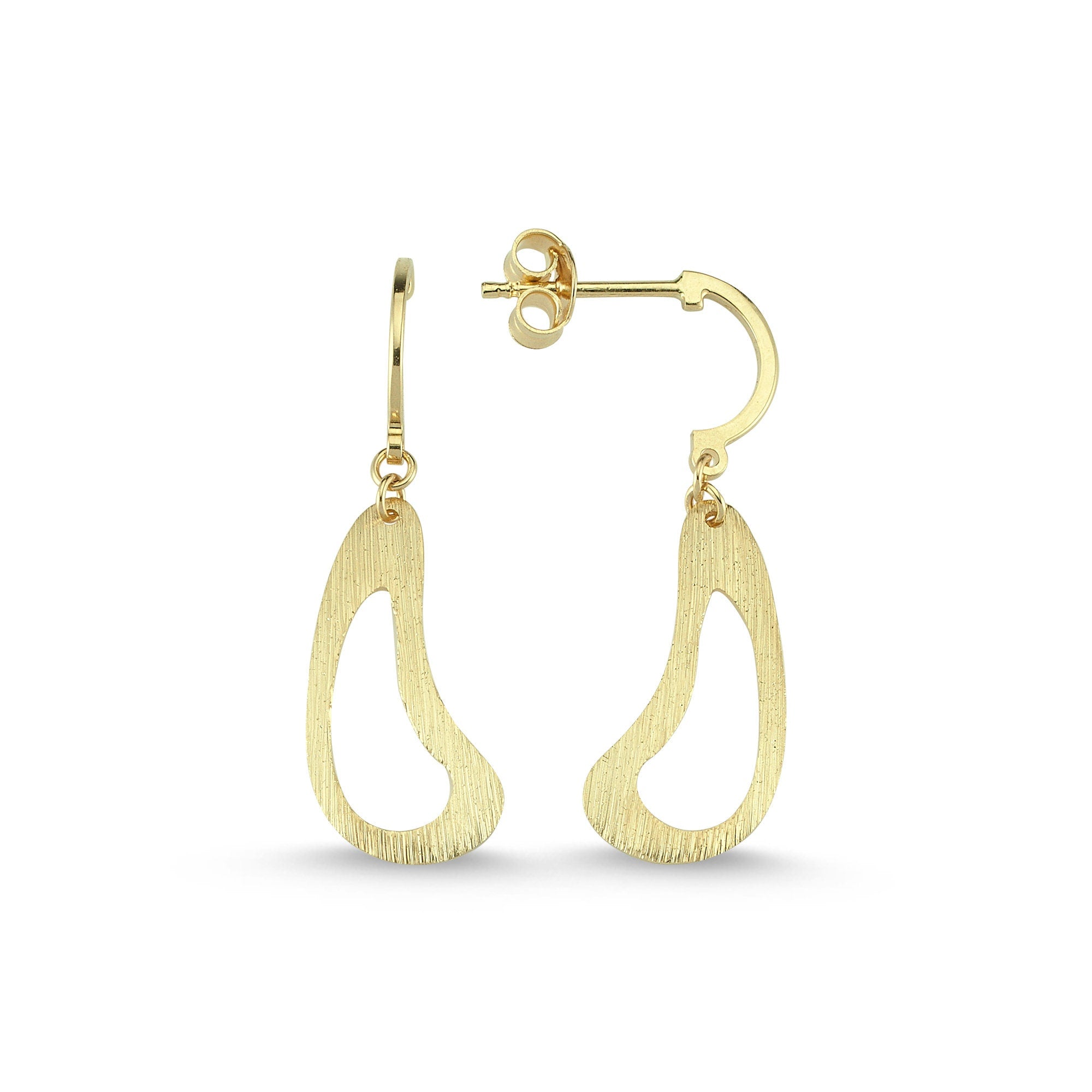 Matte Charm Dangle Drop Earrings in 14k Solid Gold