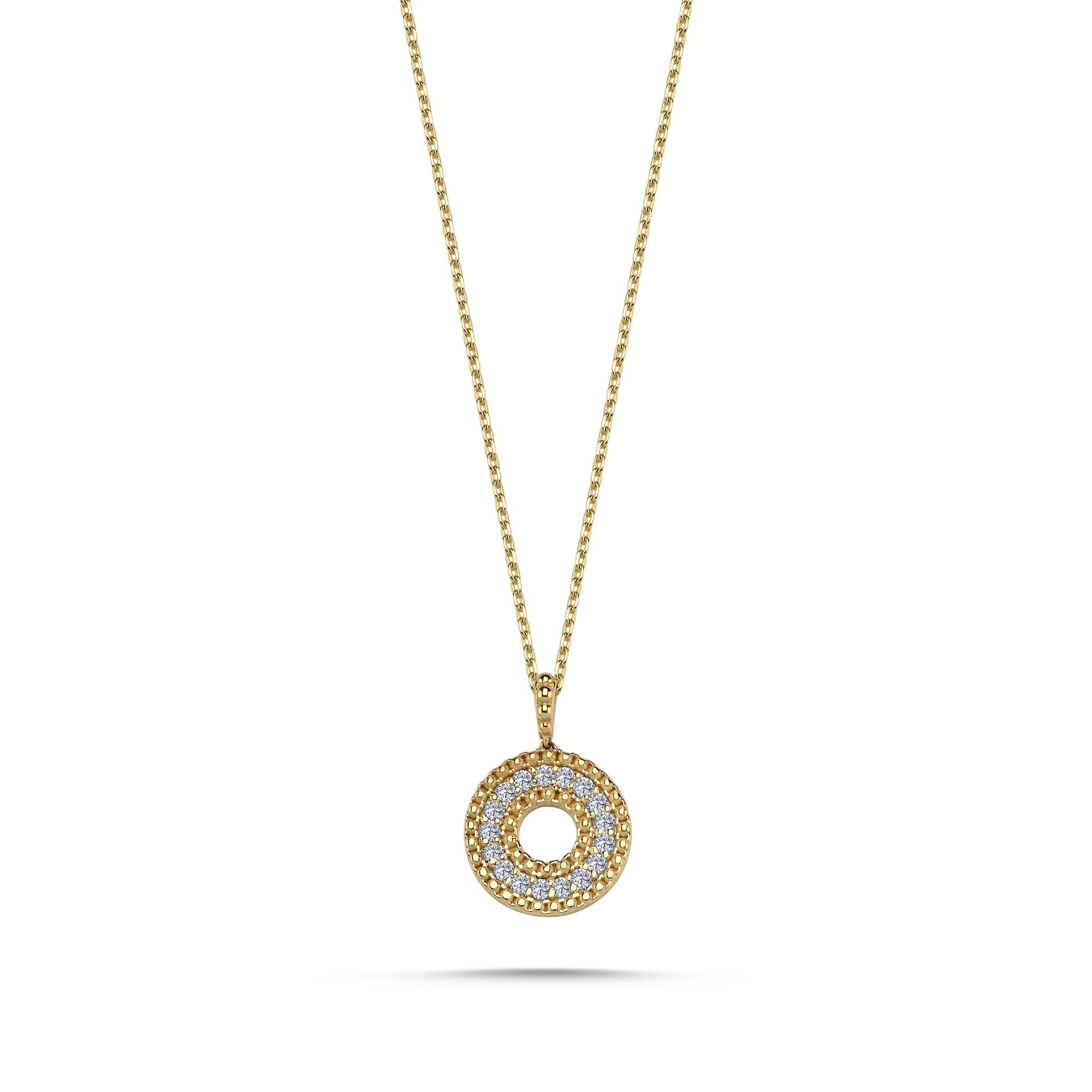 Milgrain Diamond Circle Neklace