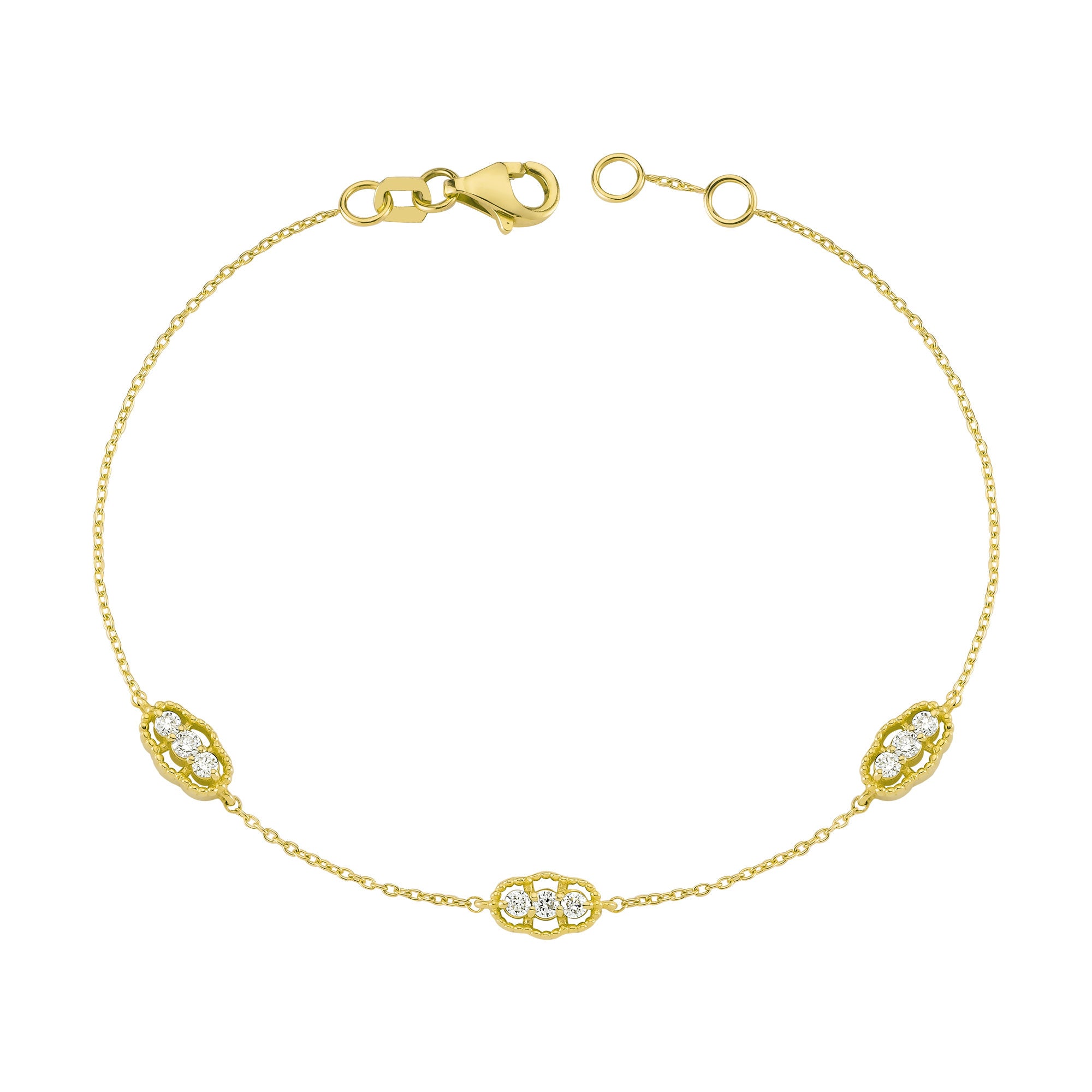 Milgrain Segment Diamond Vintage Chain Bracelet