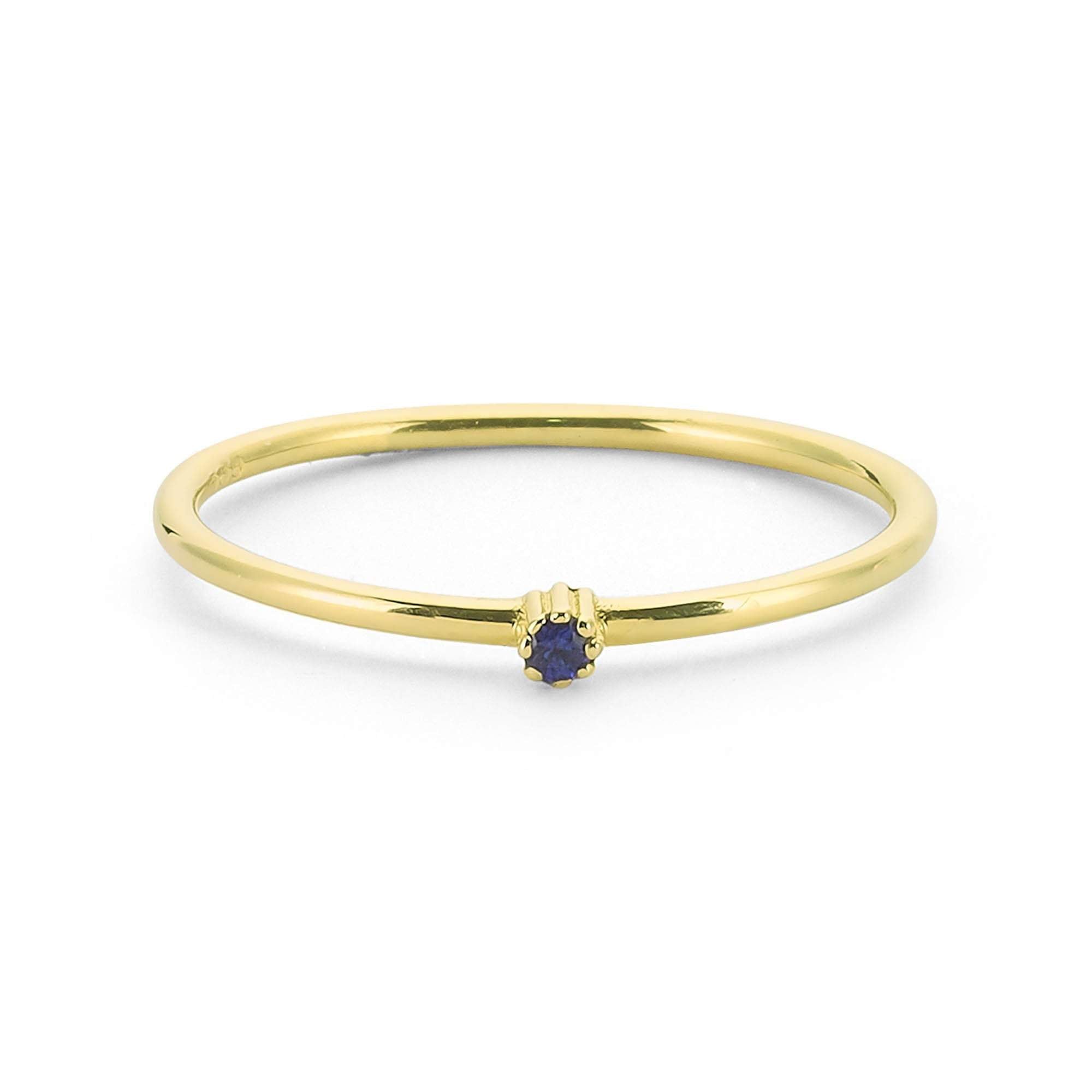 Minimal Blue Sapphire Ring with Ultra Thin Band