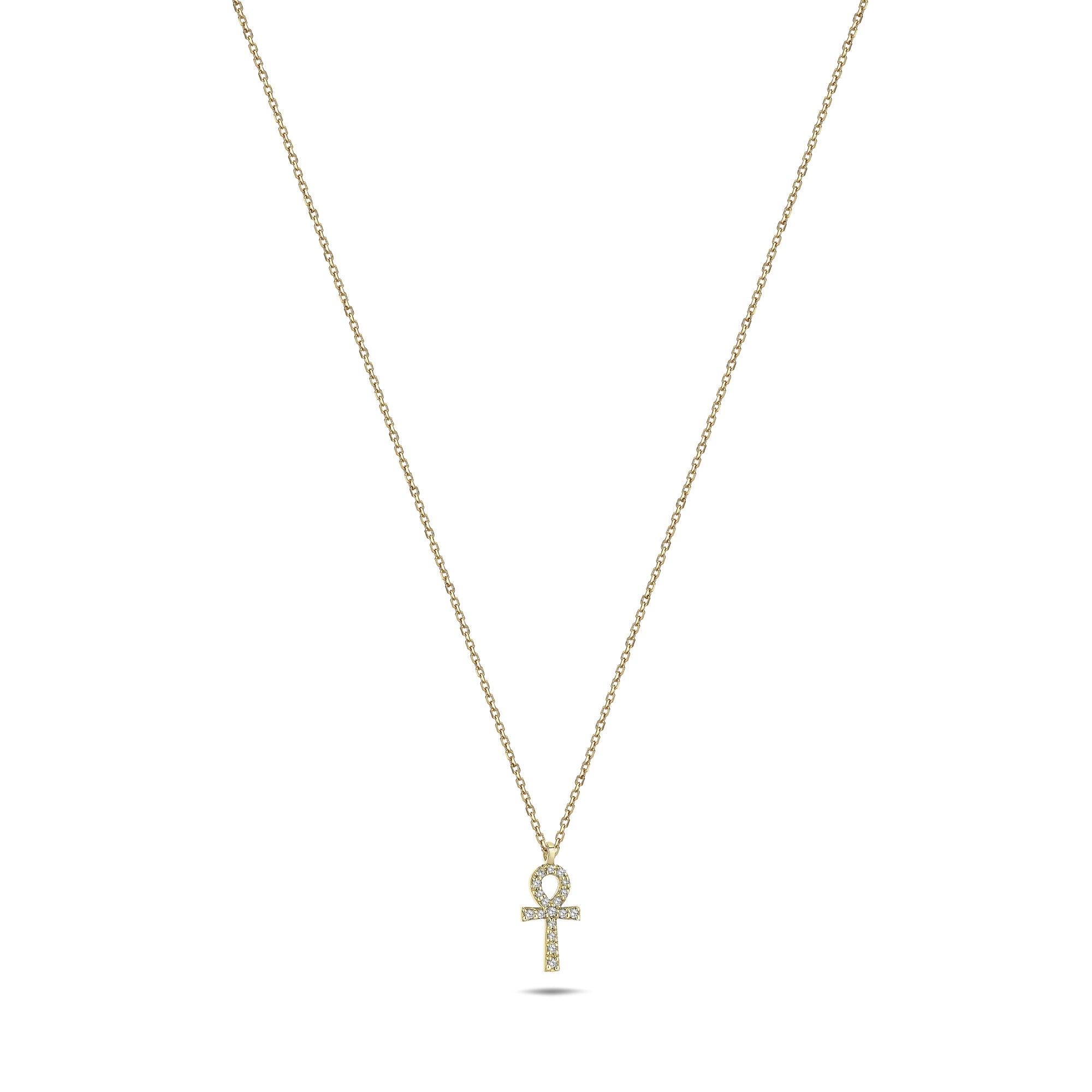 Minimal Diamond Ankh Symbol Necklace