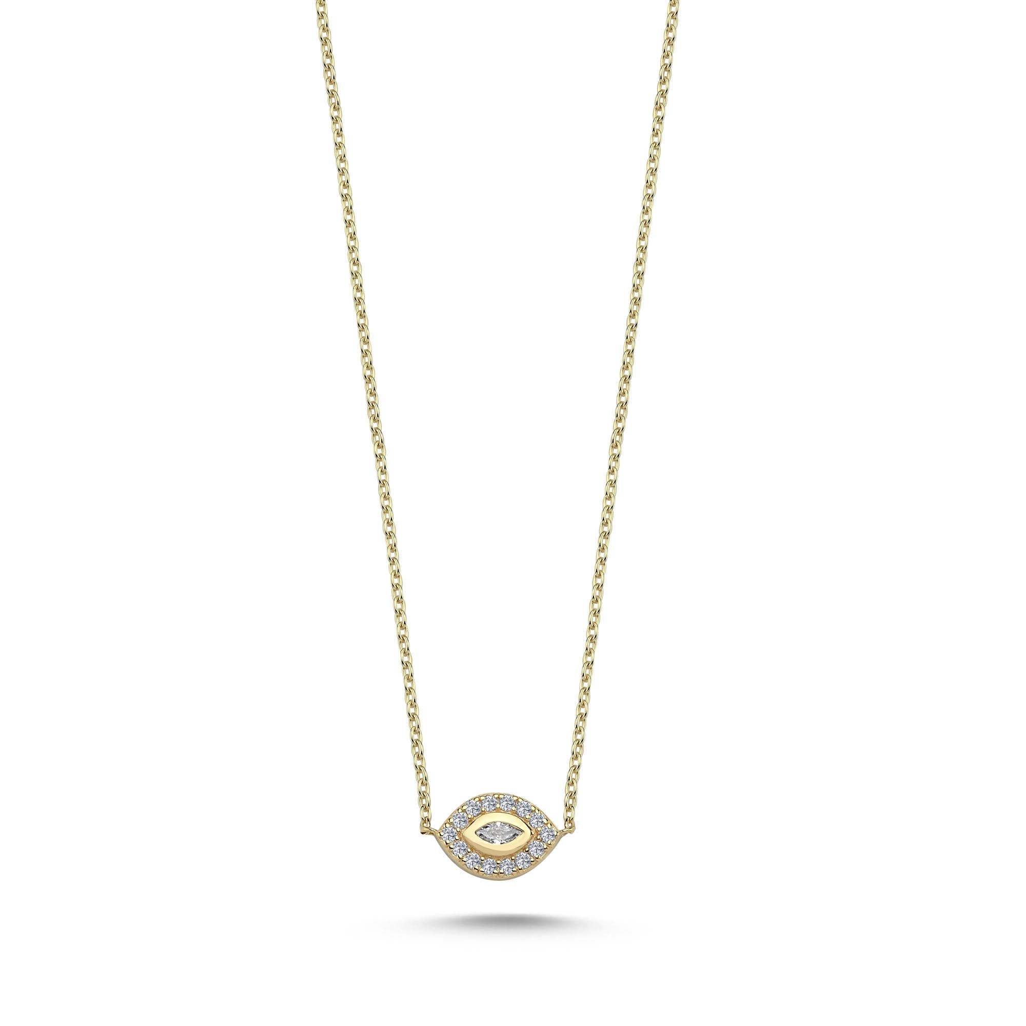 Minimal Evil Eye Necklace with Diamond