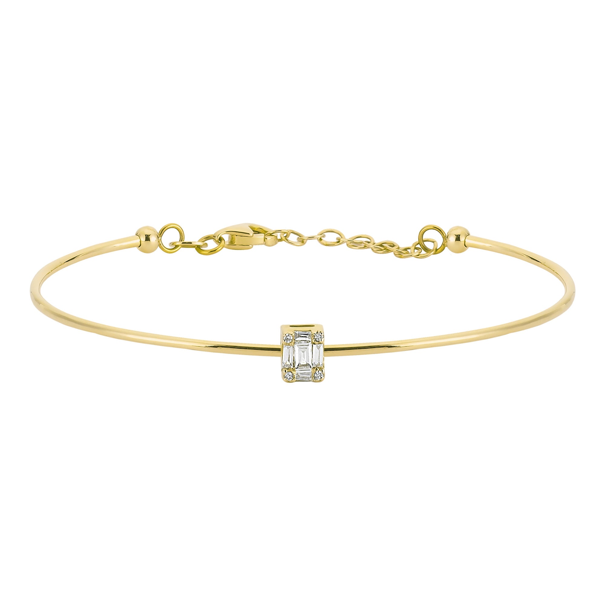 Minimalist Diamond Cluster Bangle in 14k