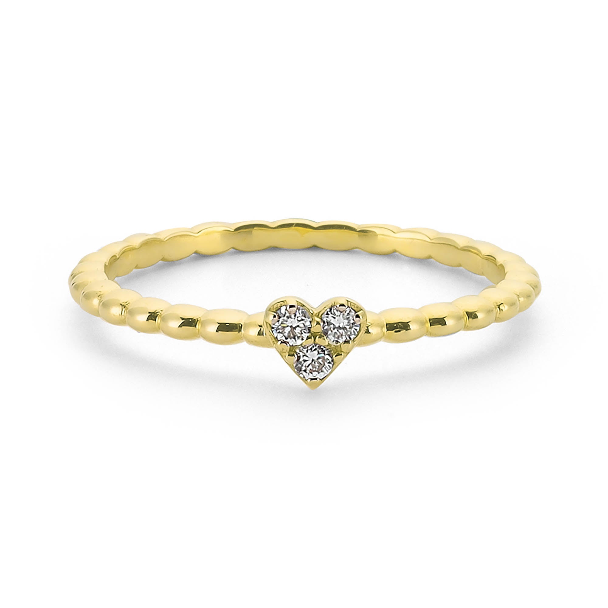 Minimalist Diamond Heart Stack Ring in Gold