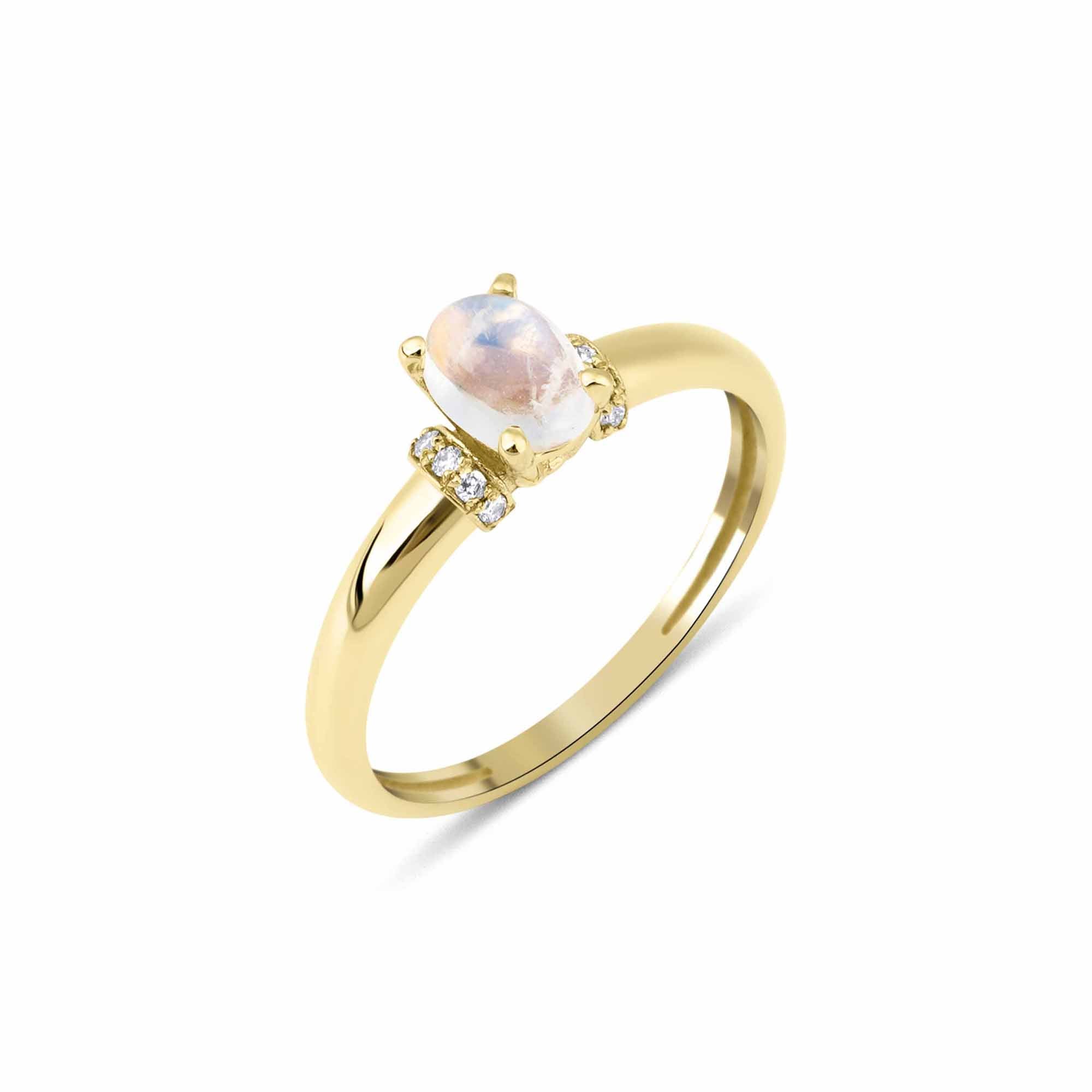 Moonstone and Diamond Stack Ring