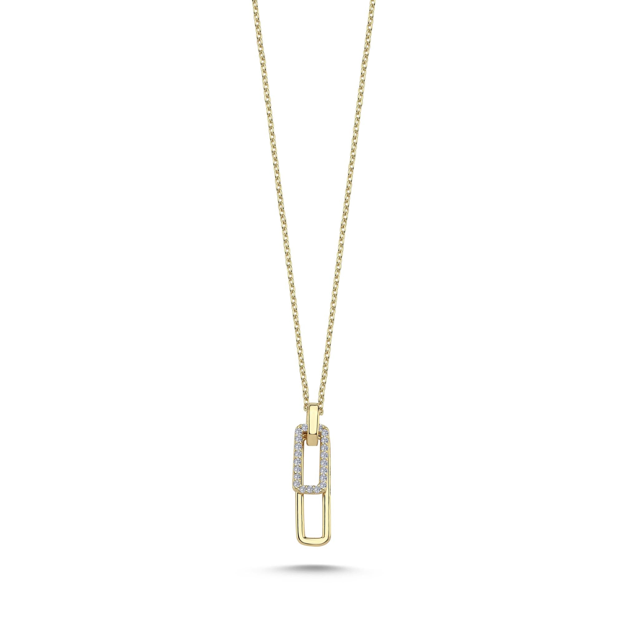 Multi Paperclip Necklace with Diamond