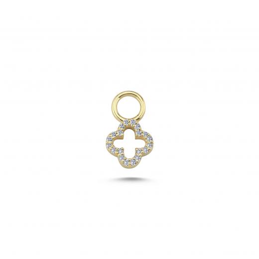 Open Clover Charm with Natural Diamond