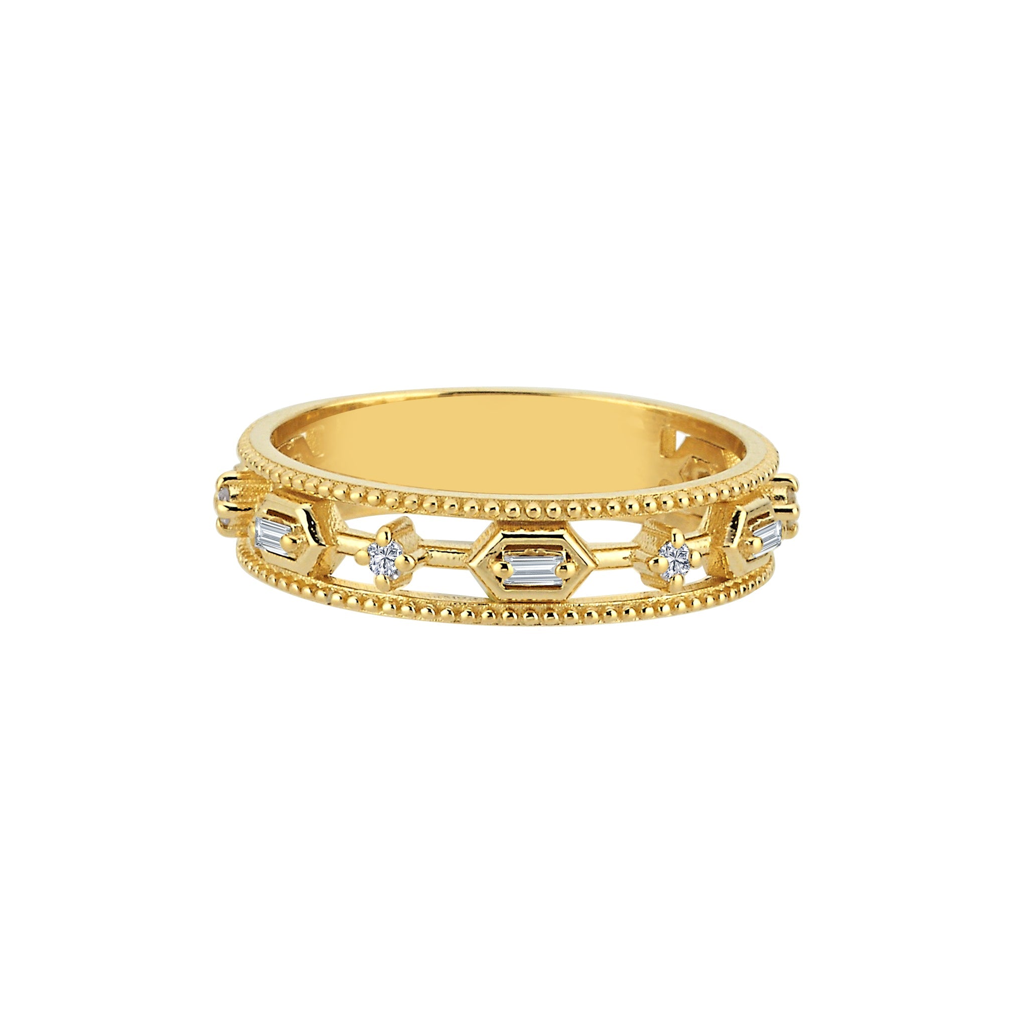 Open Diamond Double Row Band Ring