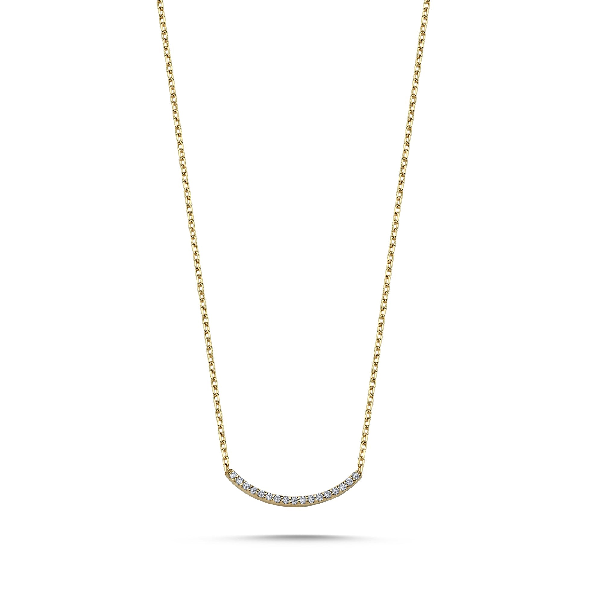 Pave Diamond Curvy Necklace in 14k
