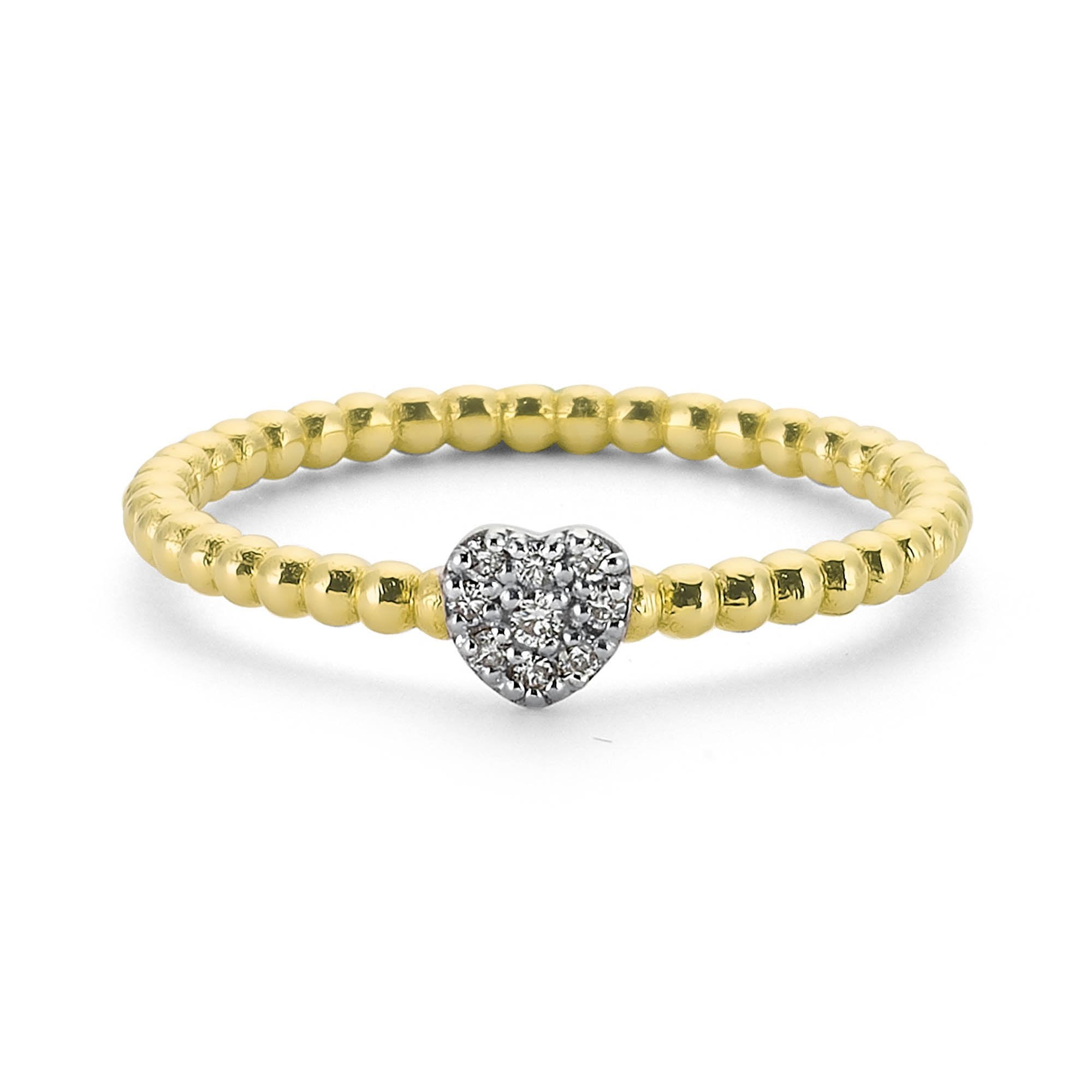 Pave Diamond Heart Ring for Everyday in 14k Gold