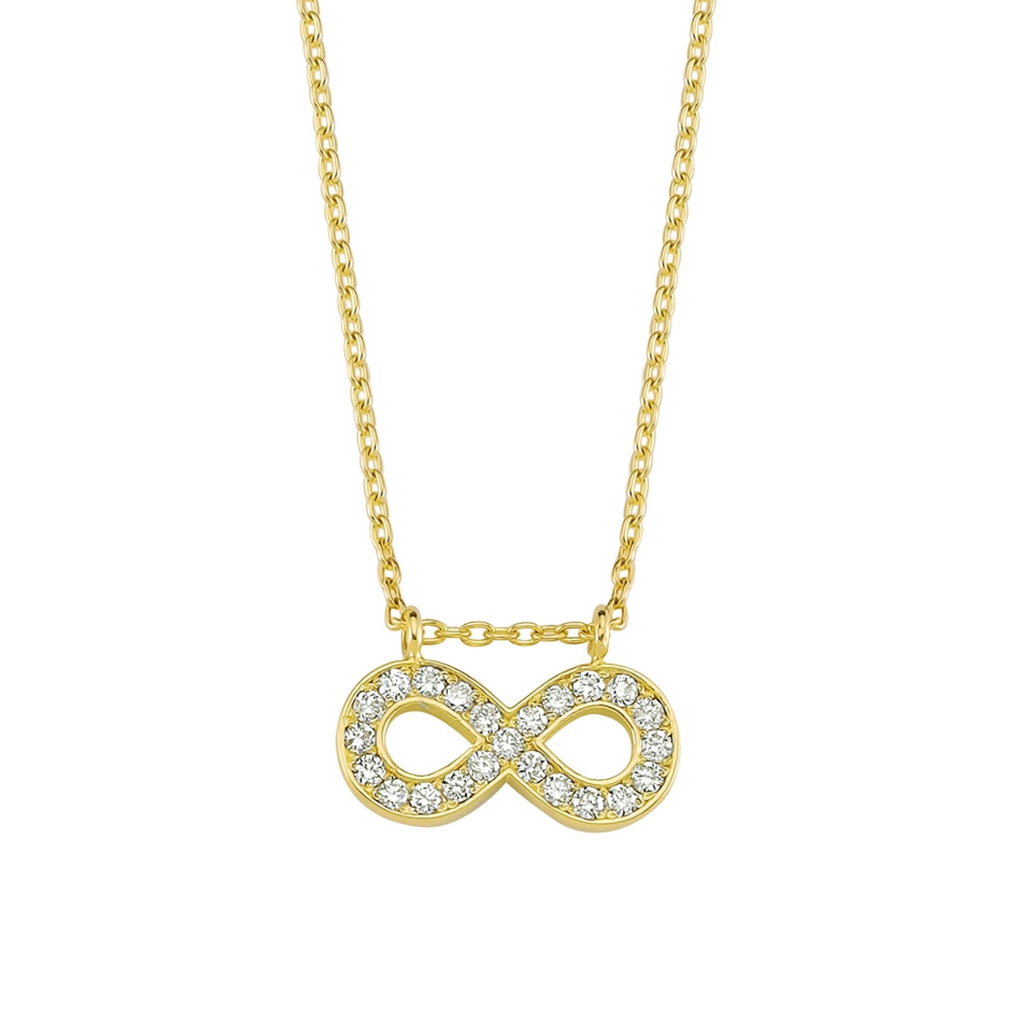 Pave Diamond Infinity Symbol Pendant Necklace in Gold