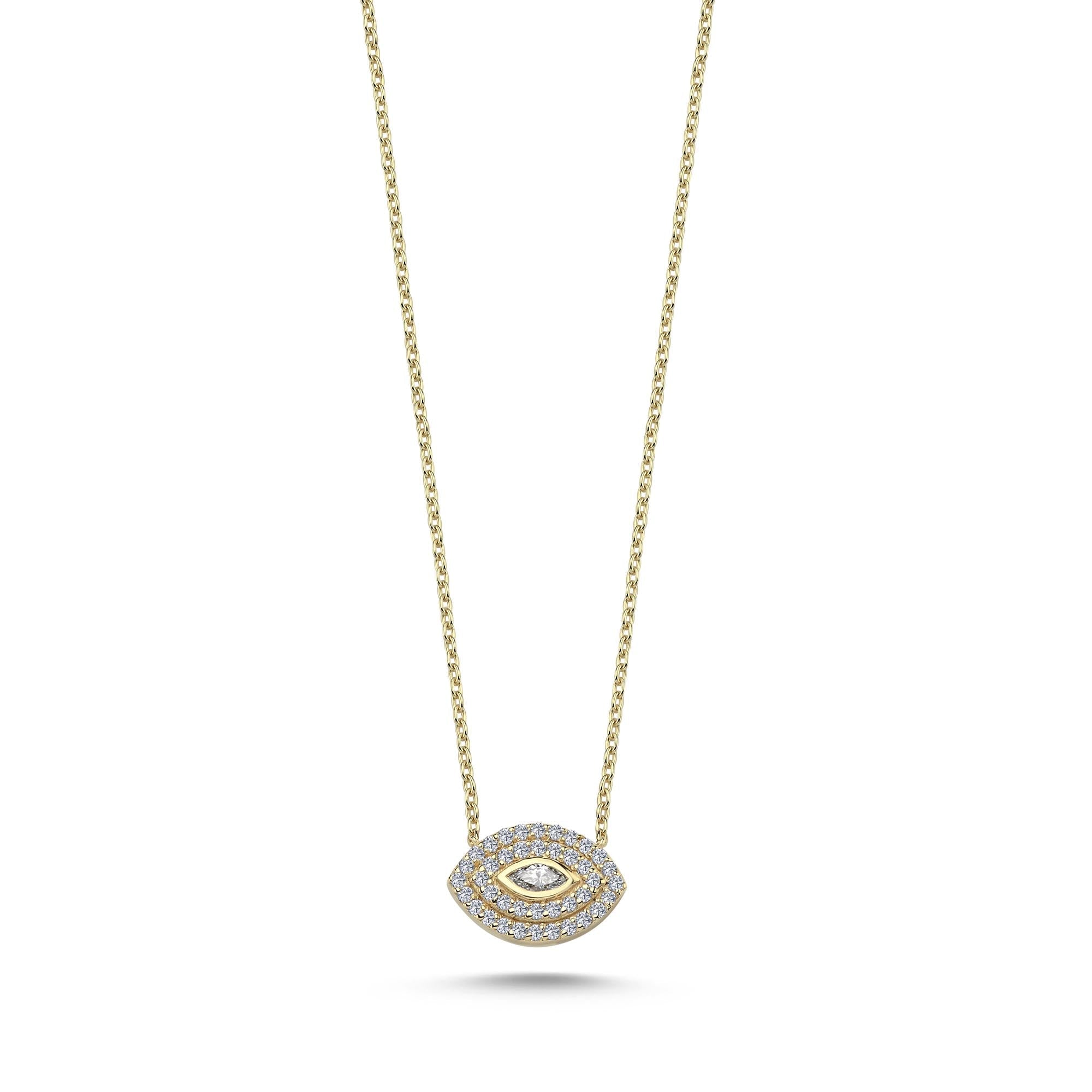 Pave Diamond Necklace with Marquise Shaped