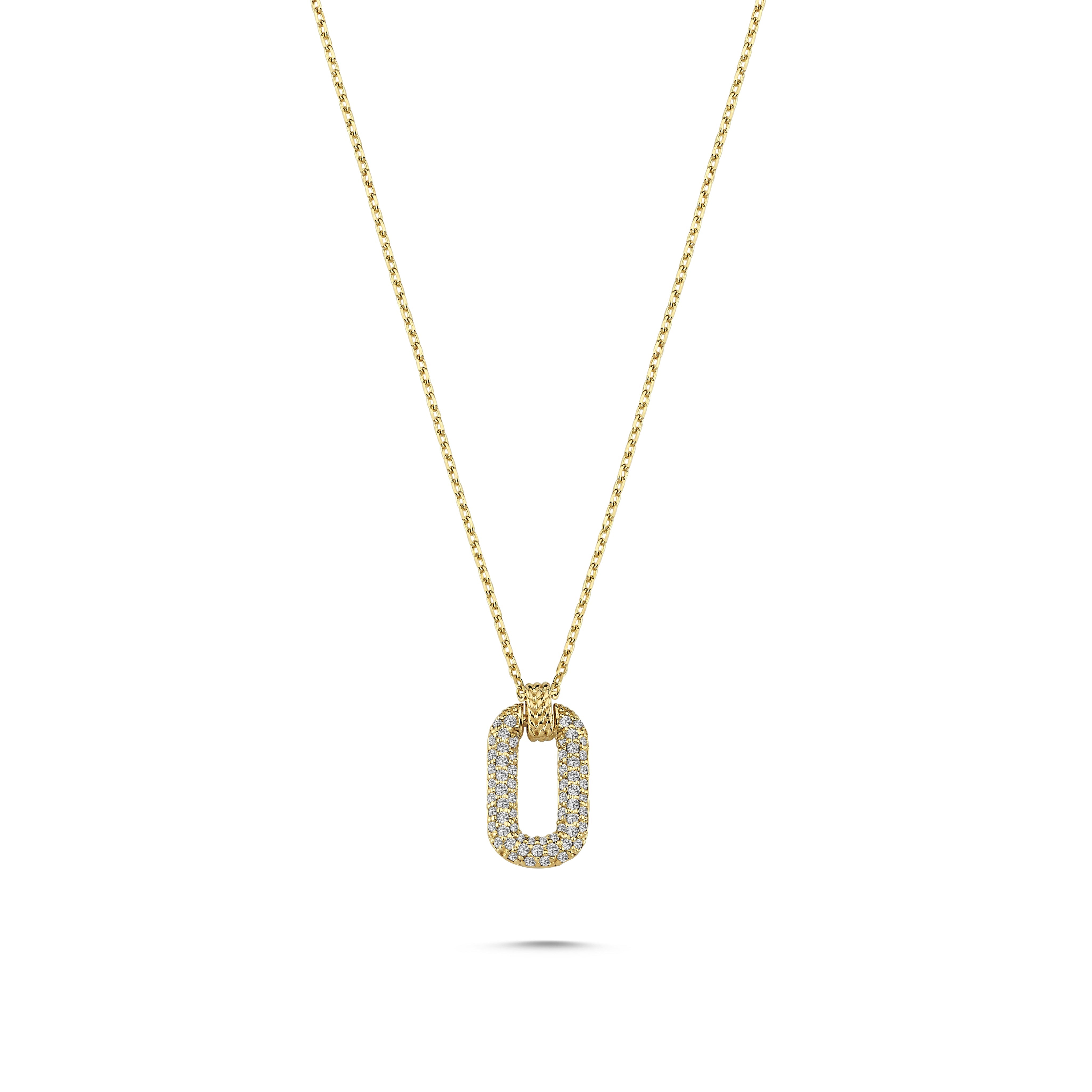 Pave Diamond Oval Necklace