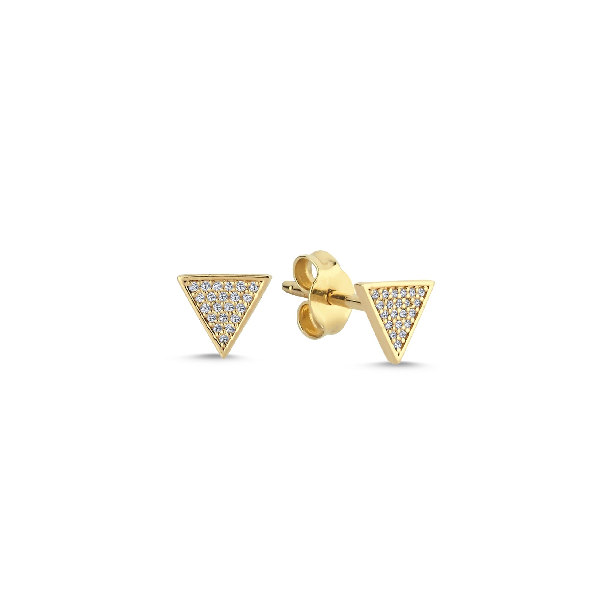 Pave Diamond Triangle Stud Earrings